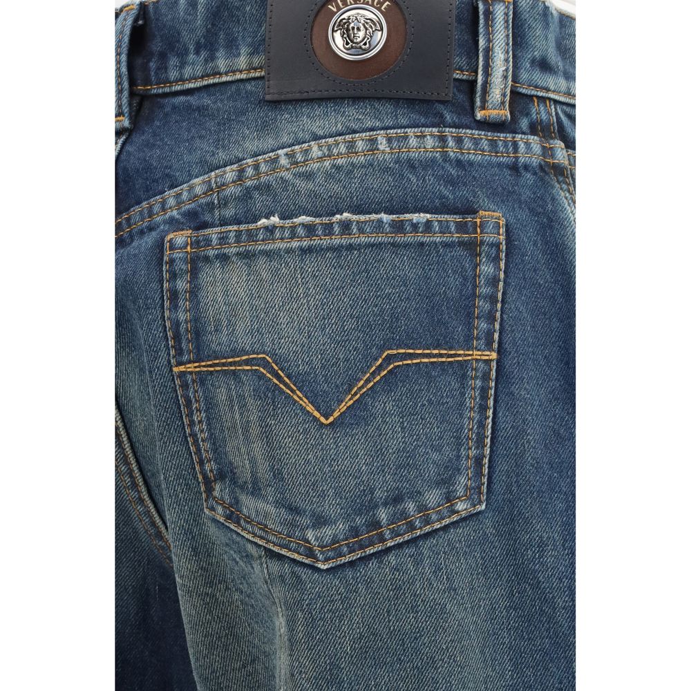 Versace Blue Cotton Straight-Leg Jeans - Image 3