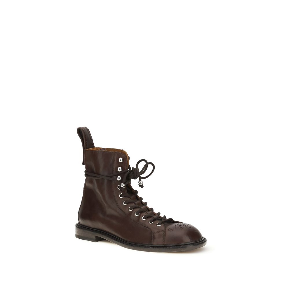 Versace Brown Calf Leather Bos Taurus Lace-Up Boots - Image 2