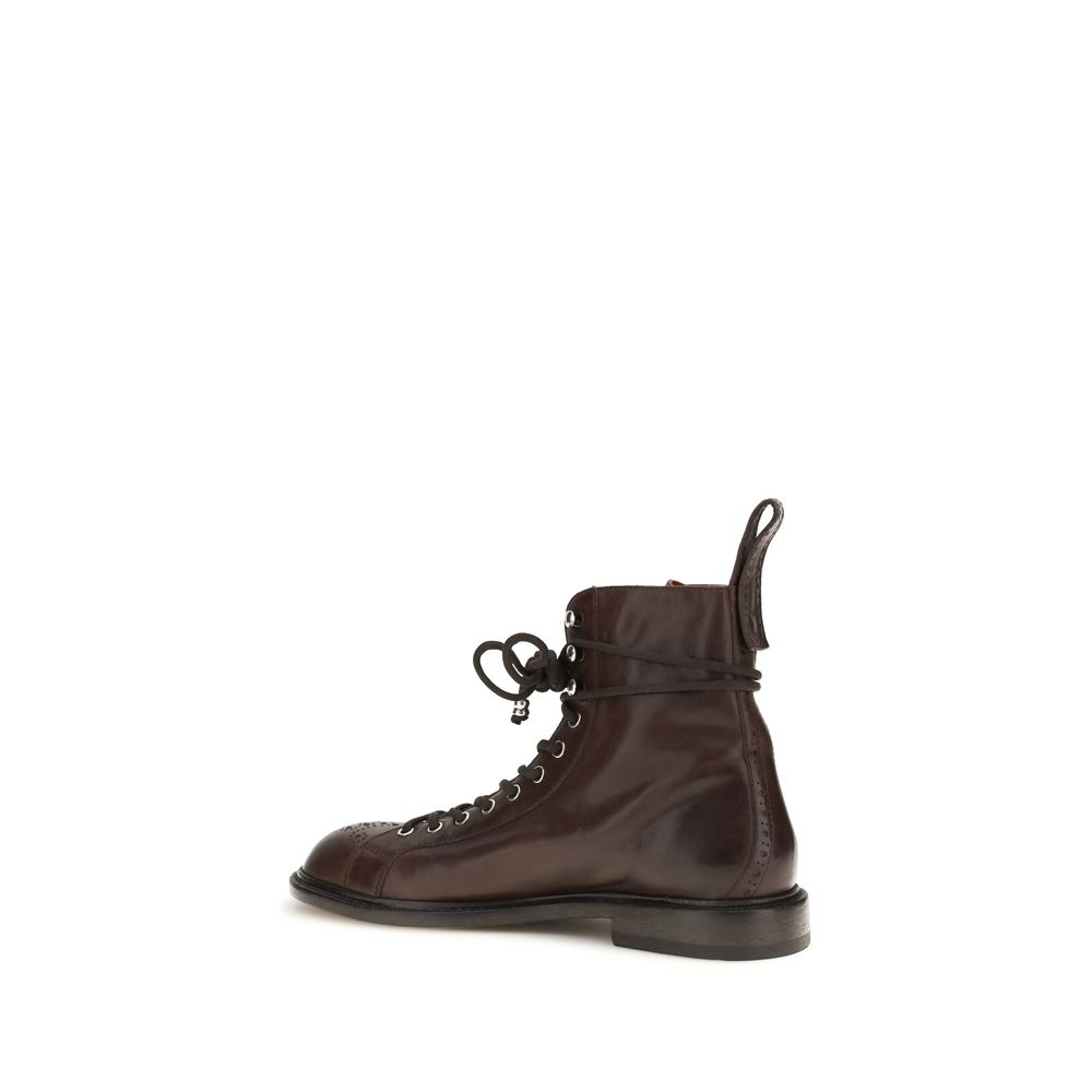 Versace Brown Calf Leather Bos Taurus Lace-Up Boots - Image 3