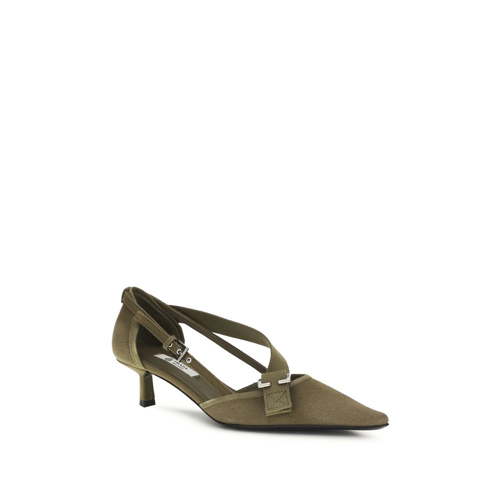 Prada Bicolor Cotton Mid Heel Pumps - Image 2