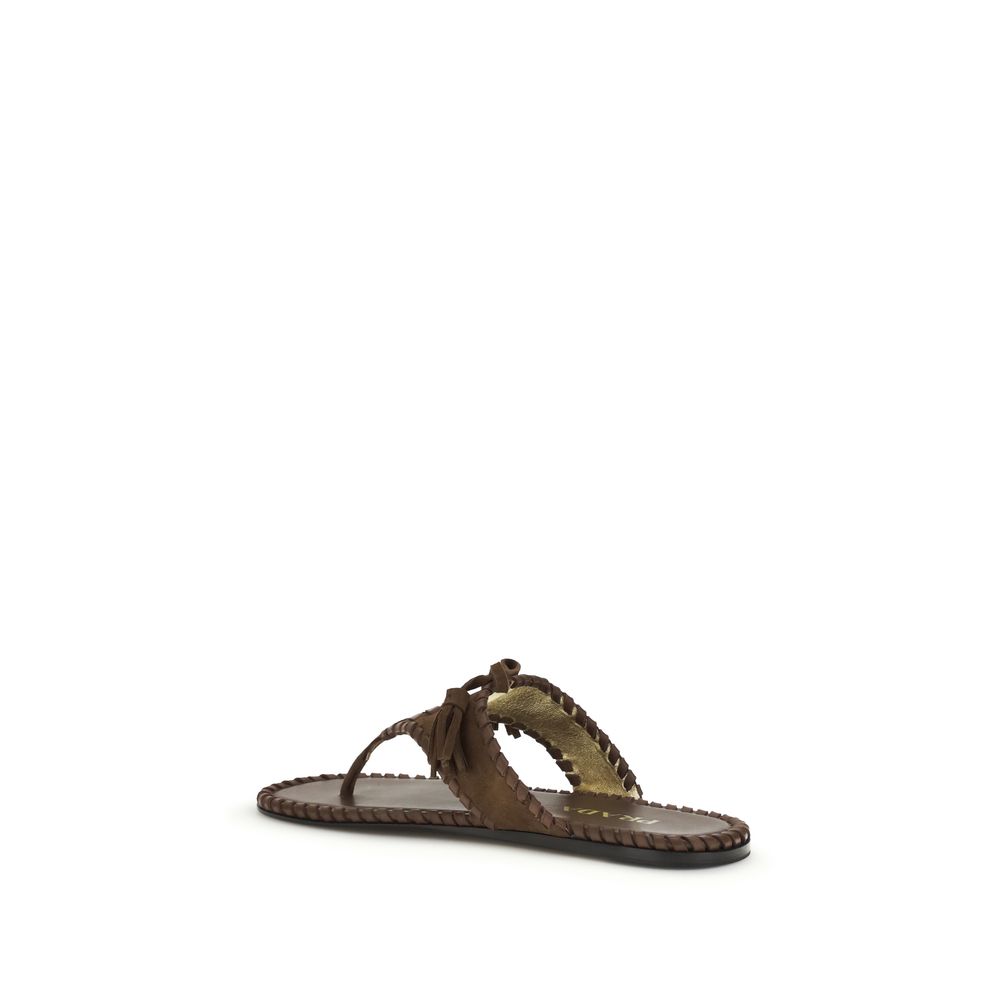 Prada Brown Calf Leather Bos Taurus Sandals - Image 3