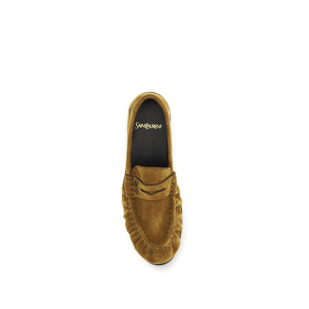 Saint Laurent Beige Calf Leather Bos Taurus Slip-On Loafers - Image 4
