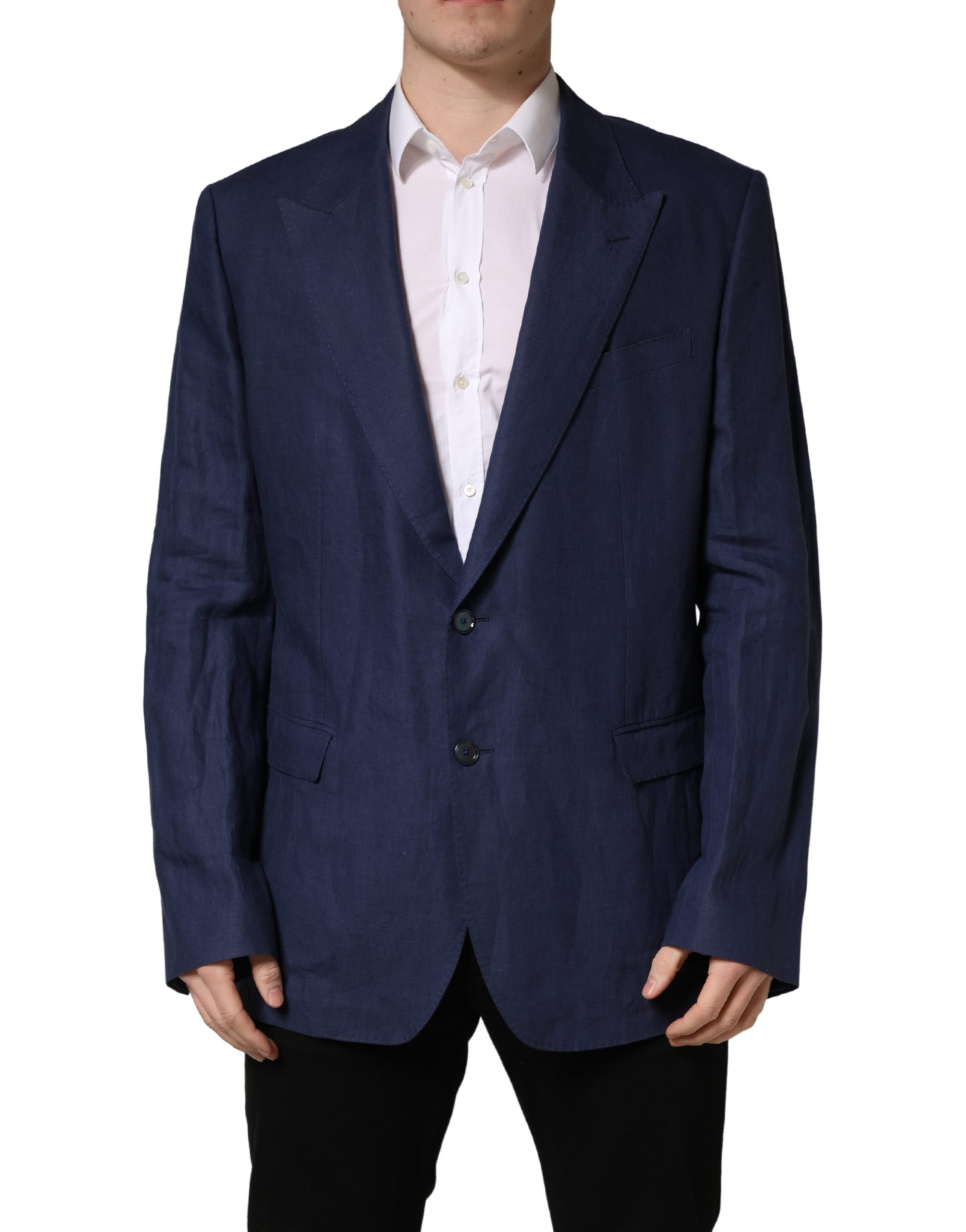 Dolce & Gabbana Blue Single Breasted 2 Button Suit Jacket - Image 2