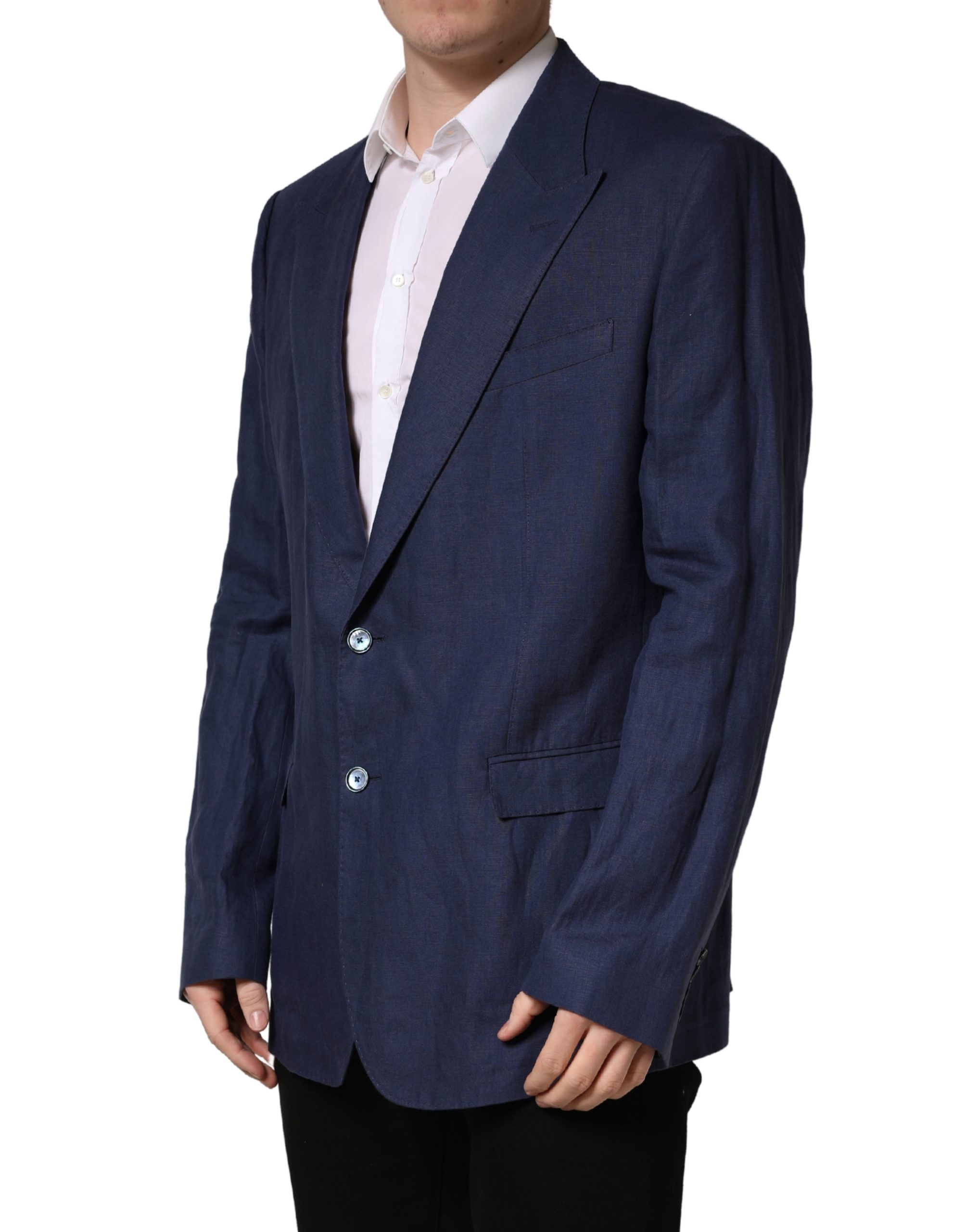 Dolce & Gabbana Blue Single Breasted 2 Button Suit Jacket - Image 3