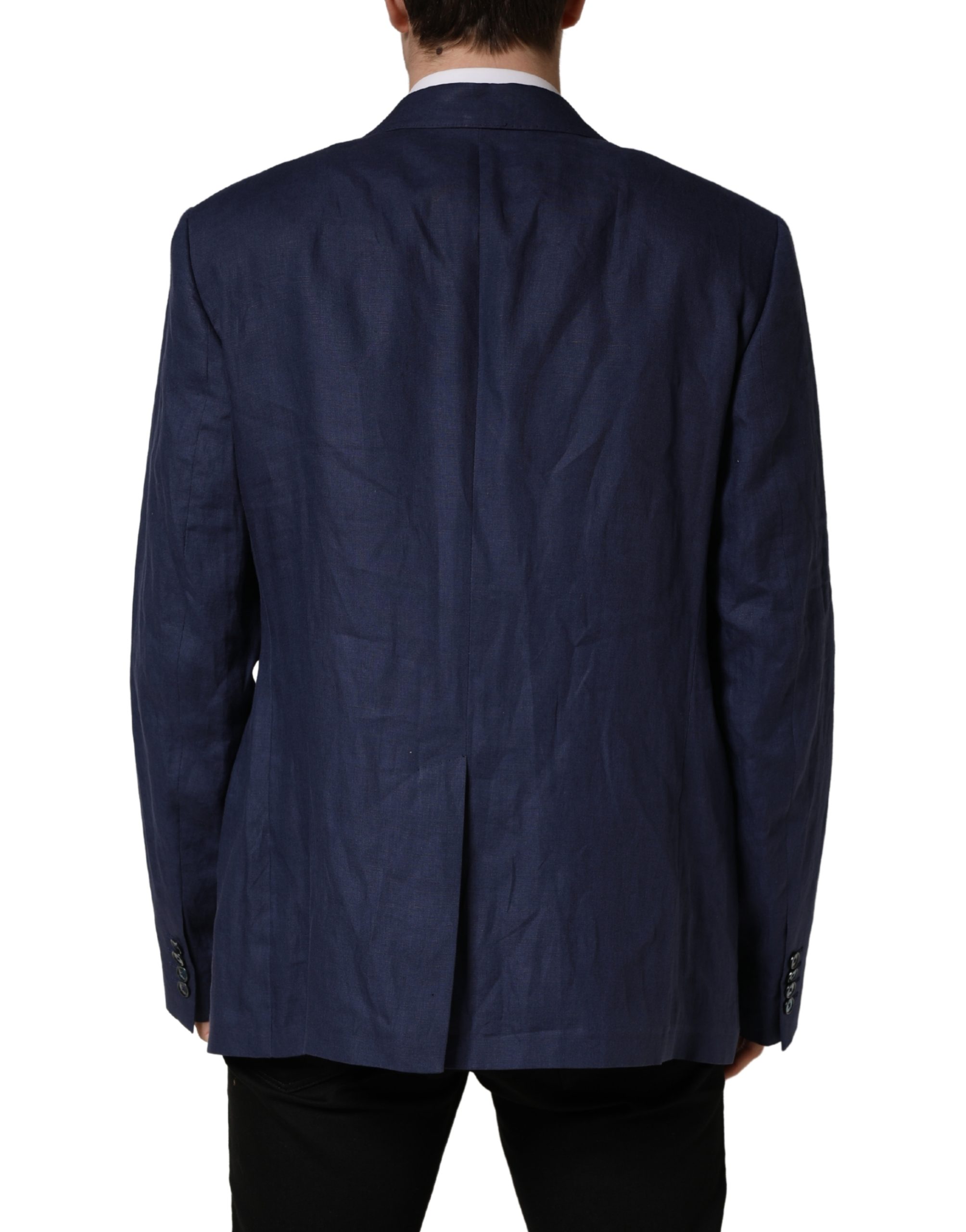 Dolce & Gabbana Blue Single Breasted 2 Button Suit Jacket - Image 4