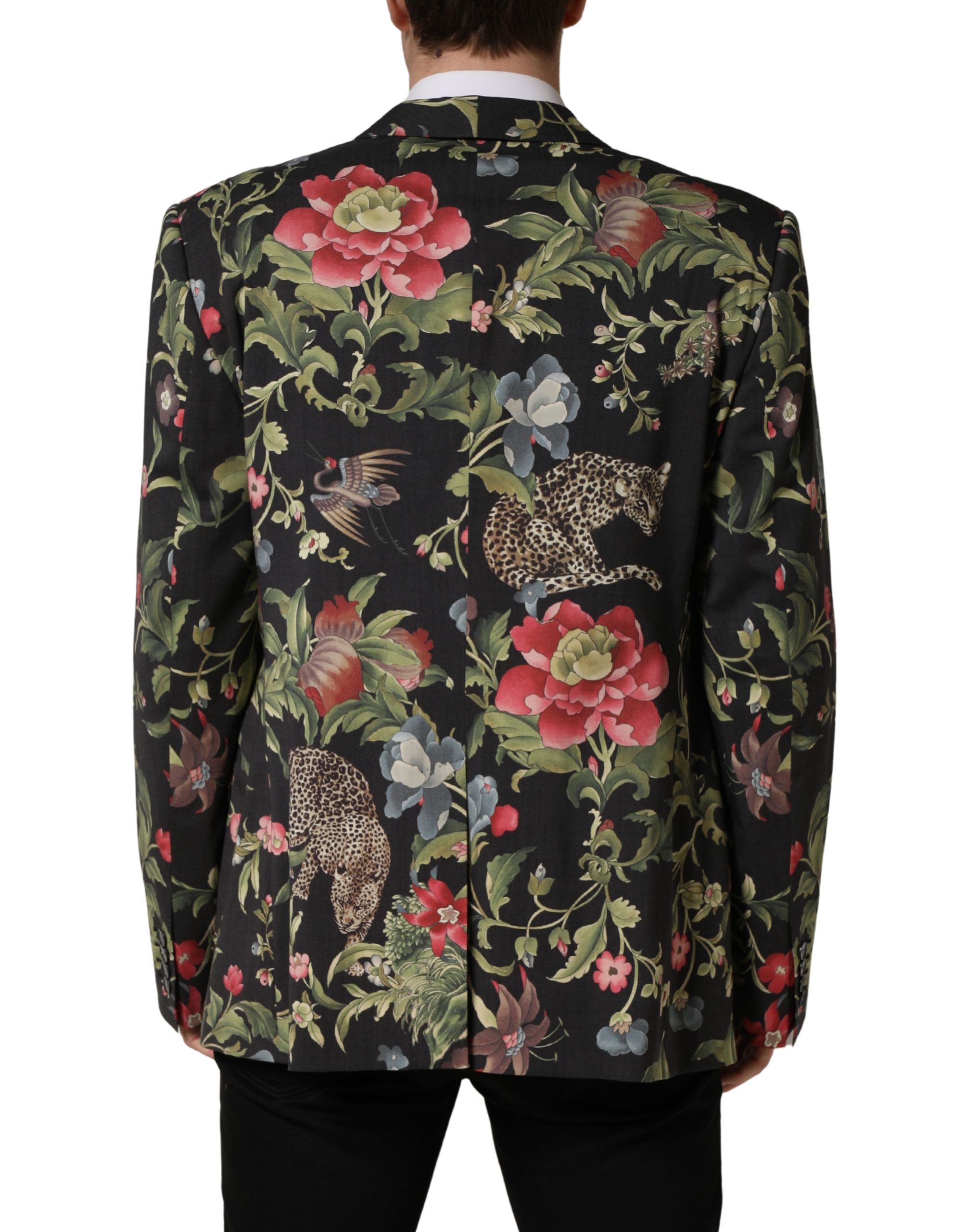 Dolce & Gabbana Multicolor Floral Leopard 1 Button Men Suit Jacket - Image 4