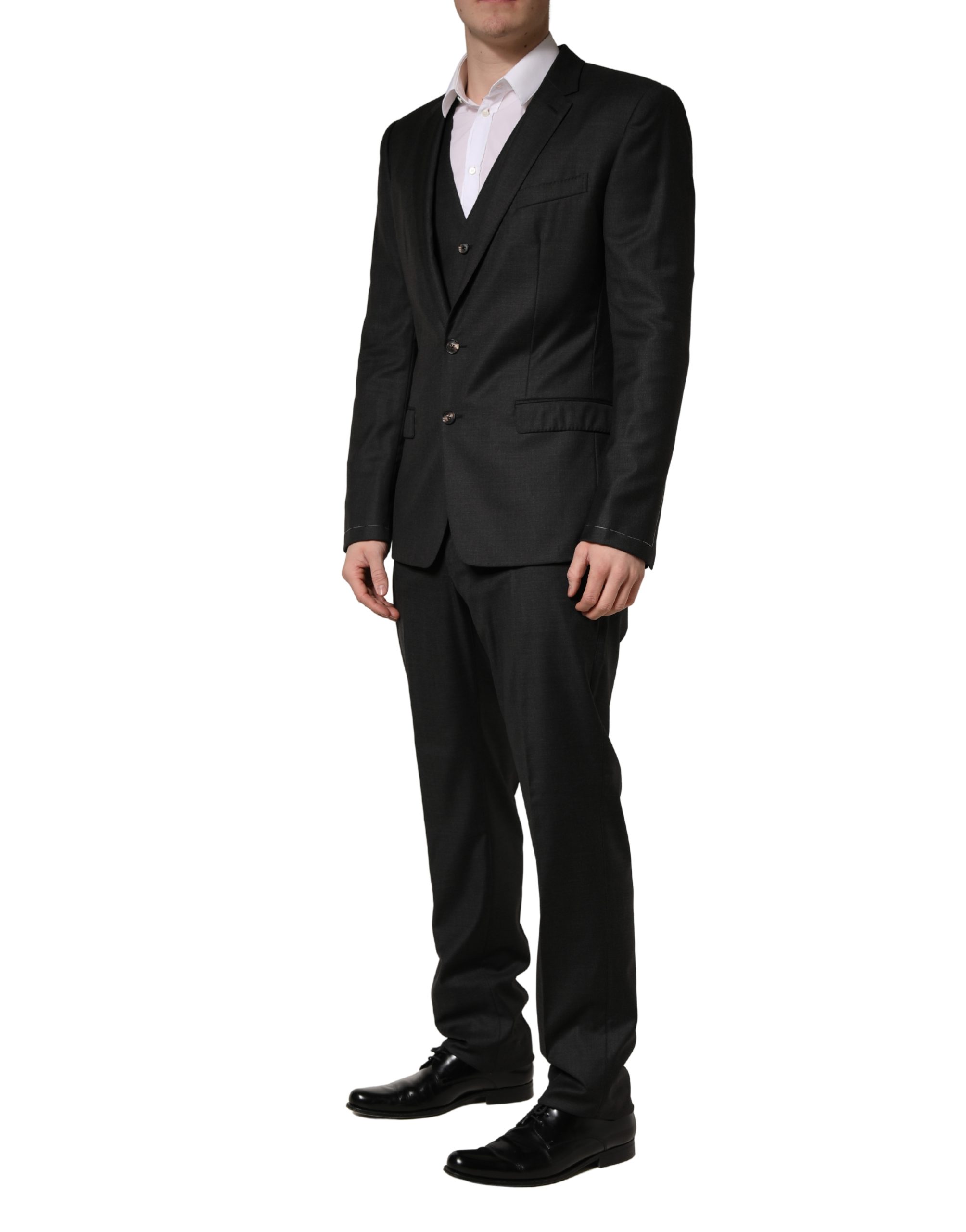 Dolce & Gabbana Dark Gray Wool Slim Fit Formal 3 Piece Men Suit - Image 3