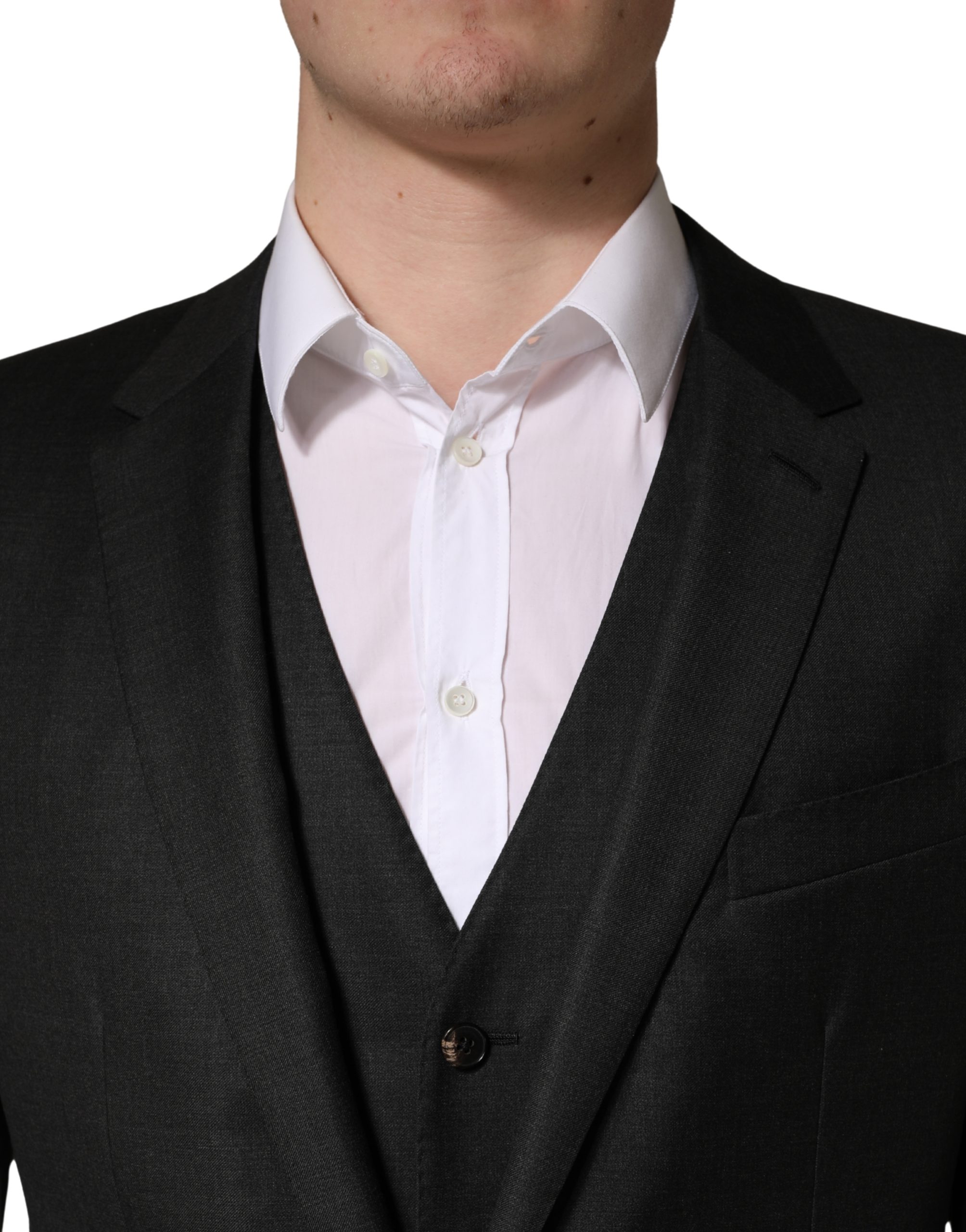 Dolce & Gabbana Dark Gray Wool Slim Fit Formal 3 Piece Men Suit - Image 5