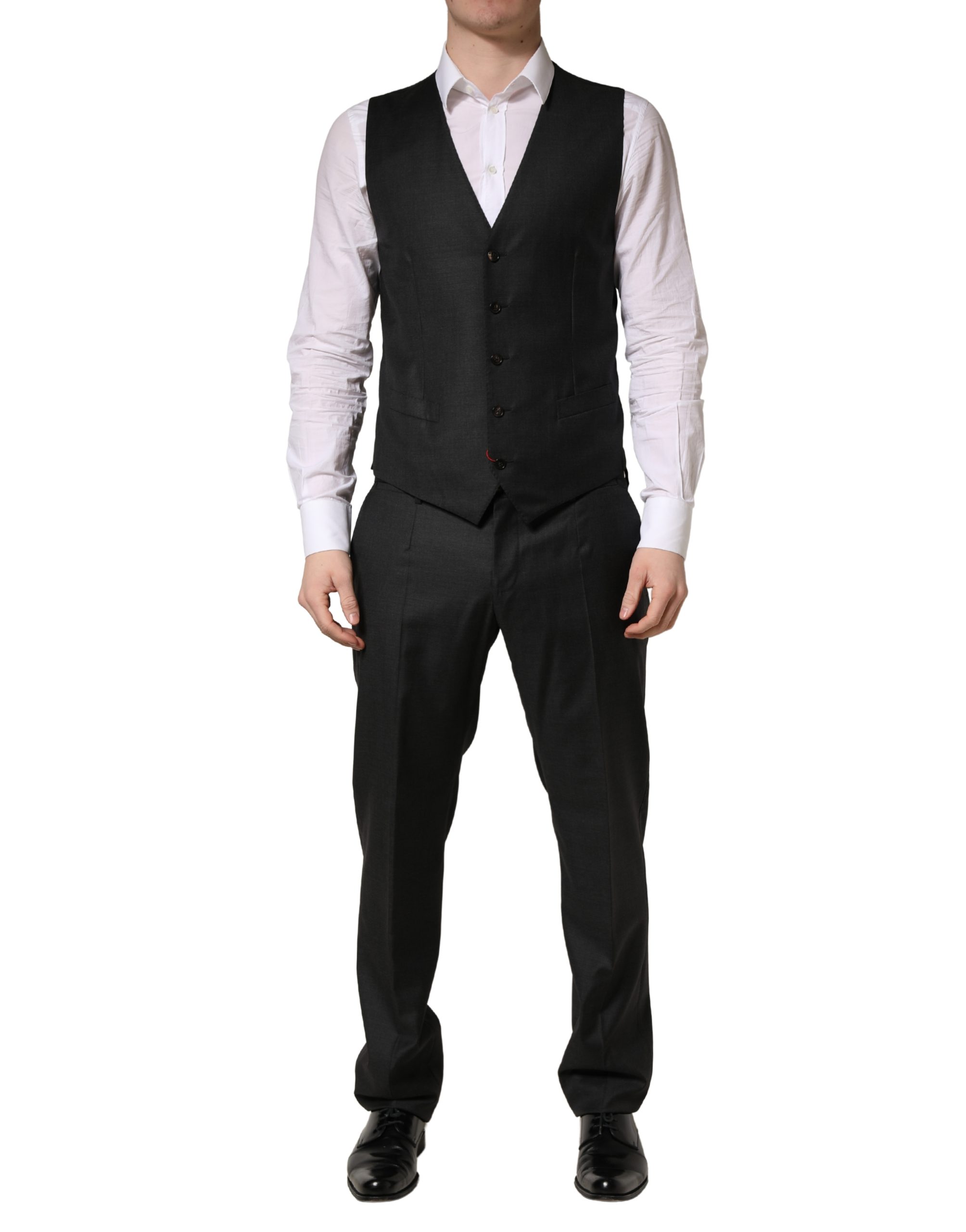 Dolce & Gabbana Dark Gray Wool Slim Fit Formal 3 Piece Men Suit - Image 7