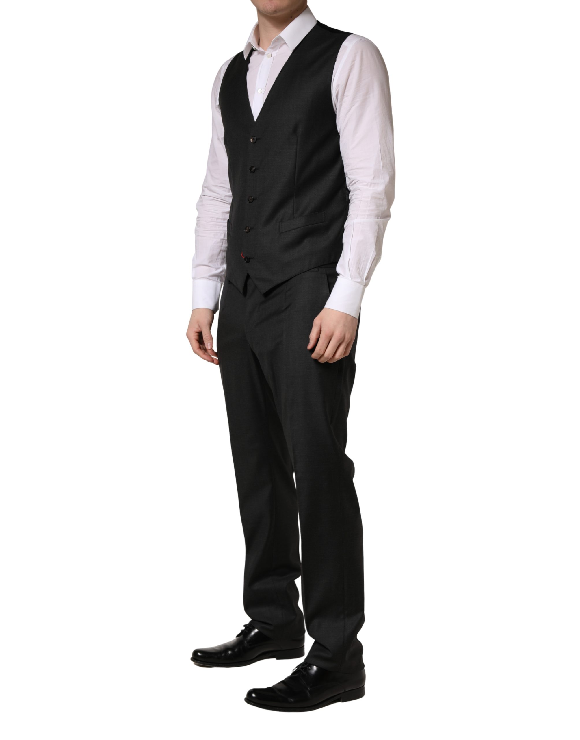 Dolce & Gabbana Dark Gray Wool Slim Fit Formal 3 Piece Men Suit - Image 8