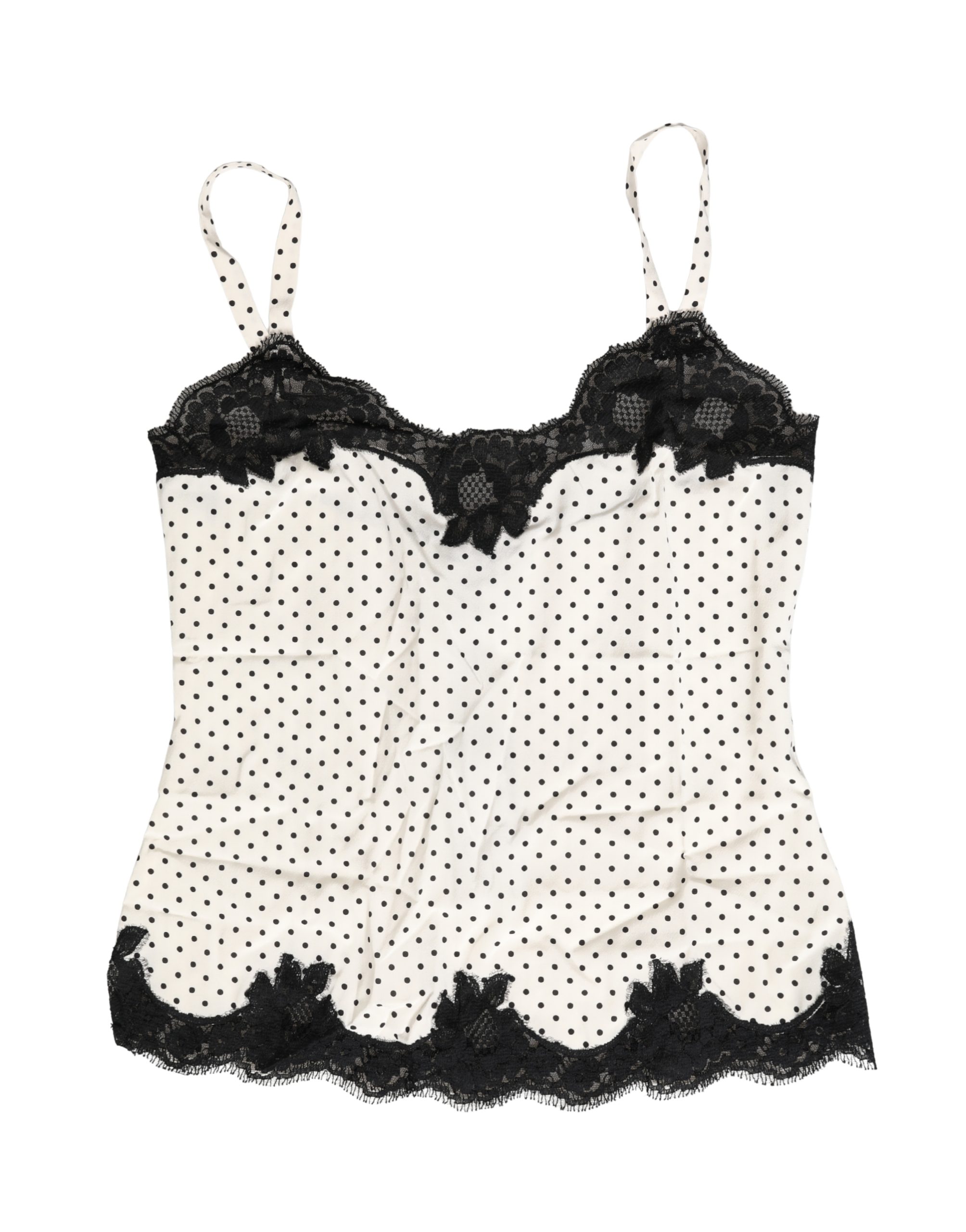 Dolce & Gabbana White Polka Dot Lace-Trimmed Camisole Top Underwear - Image 2