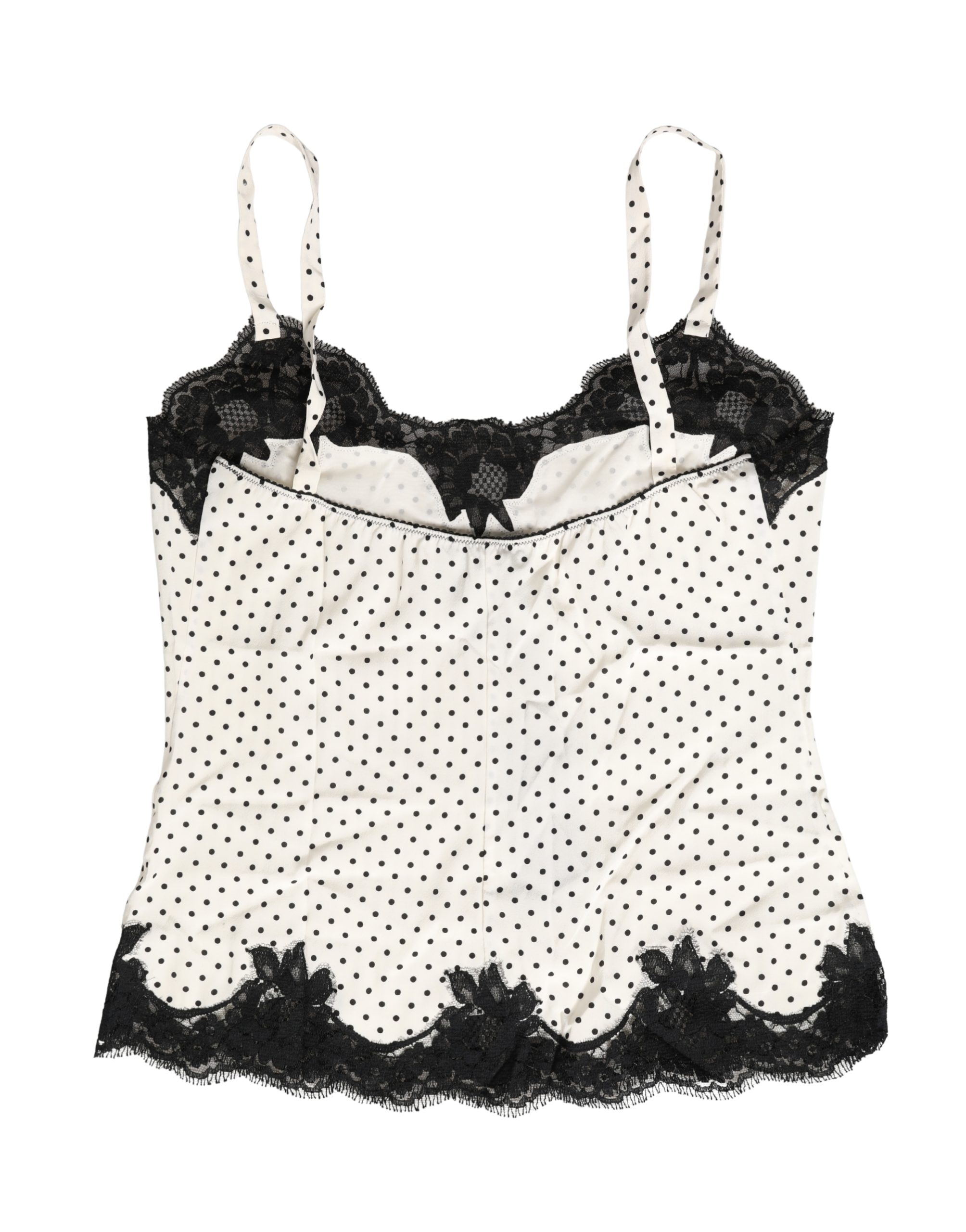 Dolce & Gabbana White Polka Dot Lace-Trimmed Camisole Top Underwear - Image 4