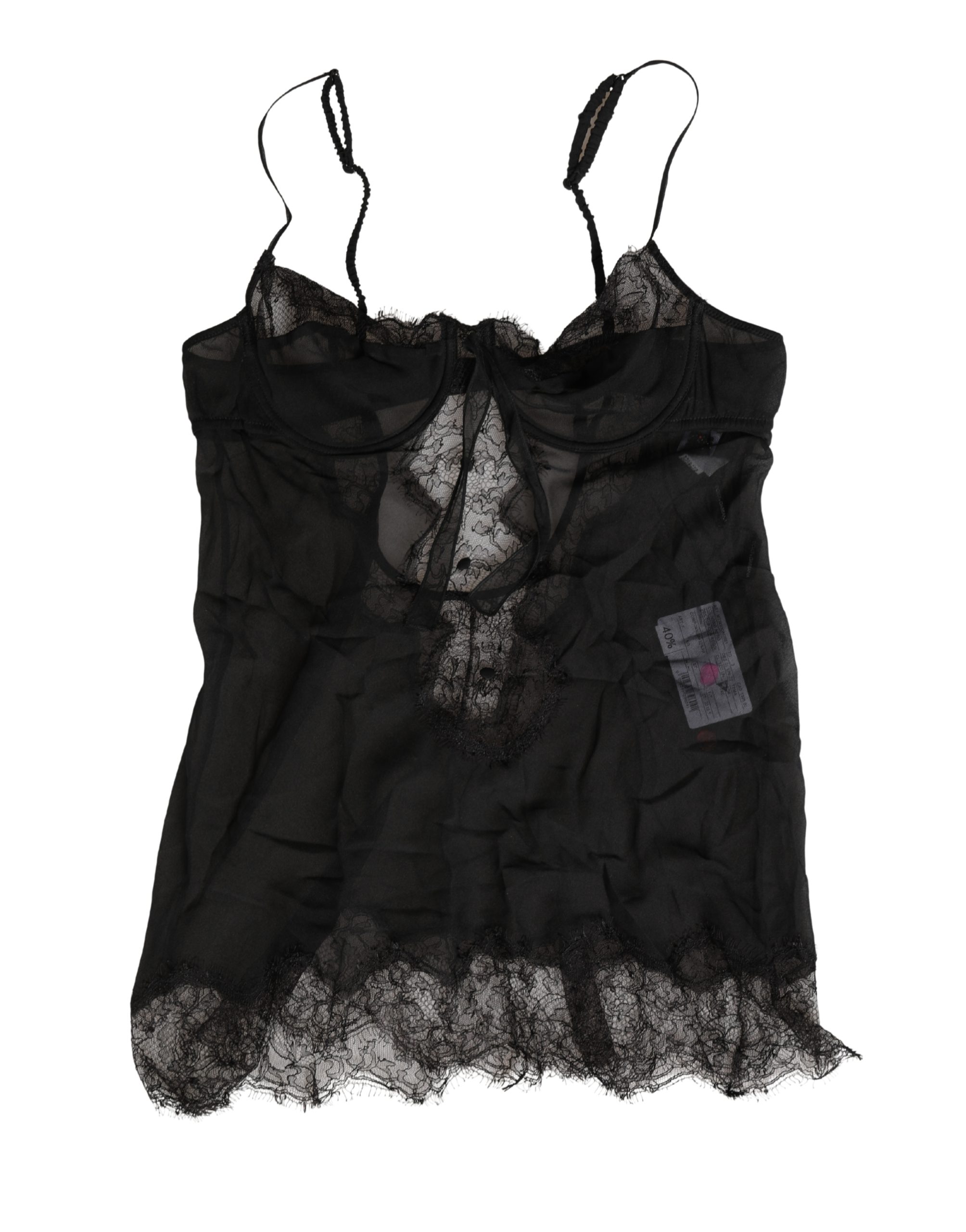 Dolce & Gabbana Black Silk Lace Lingerie Chemise Top Underwear - Image 2