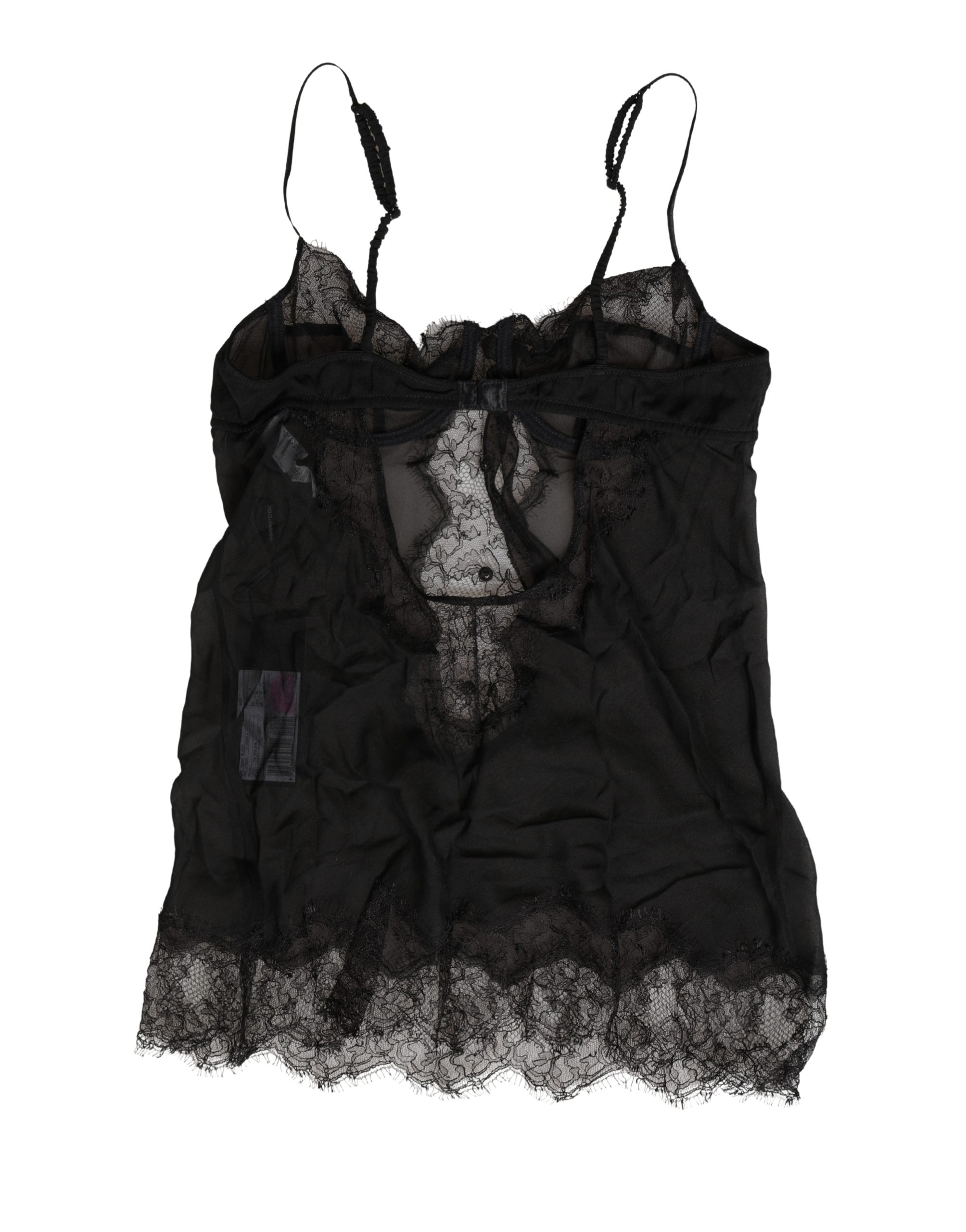 Dolce & Gabbana Black Silk Lace Lingerie Chemise Top Underwear - Image 5