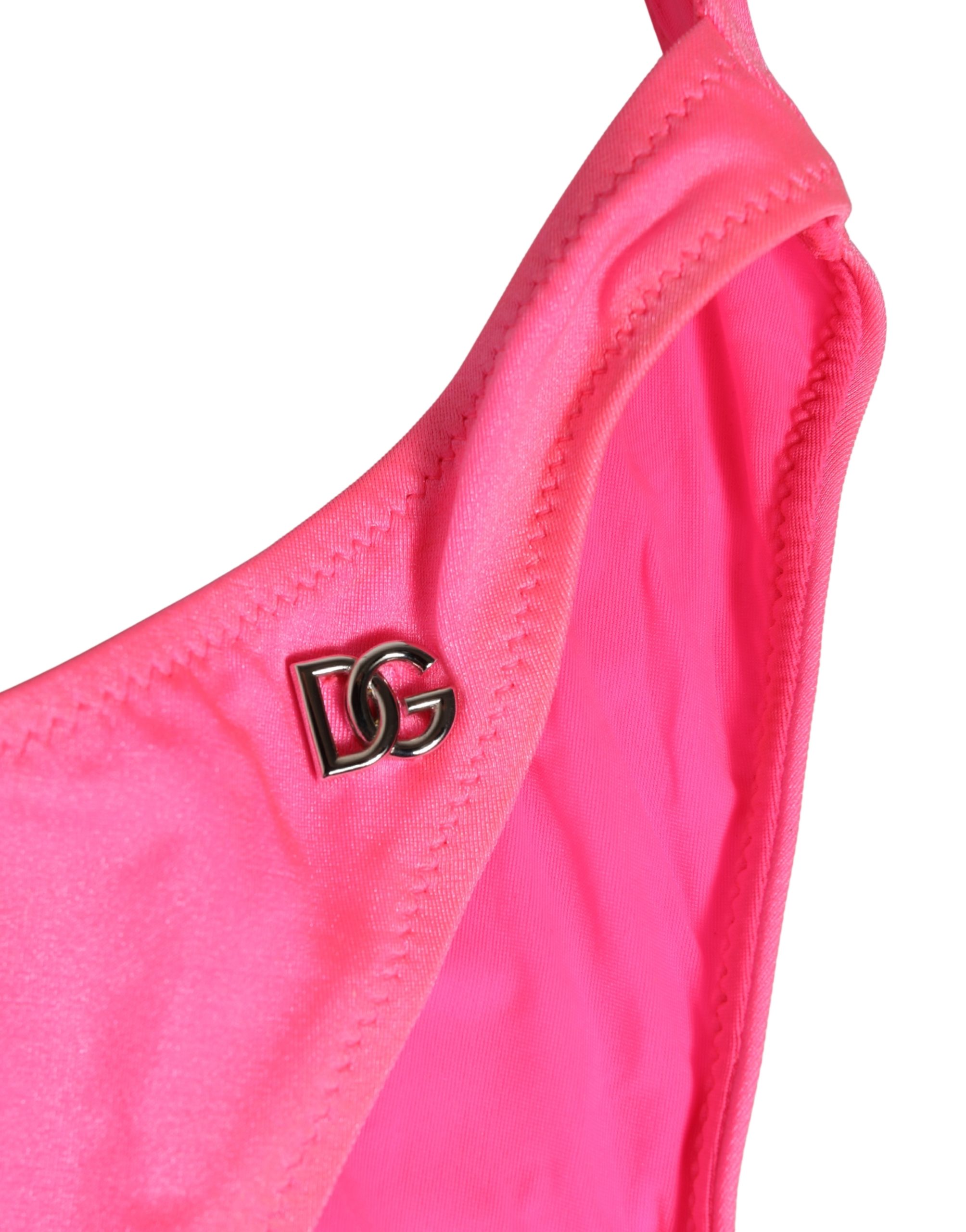 Dolce & Gabbana Pink Cut-Out High Leg One Piece Swimsuit Swimwear - Image 4