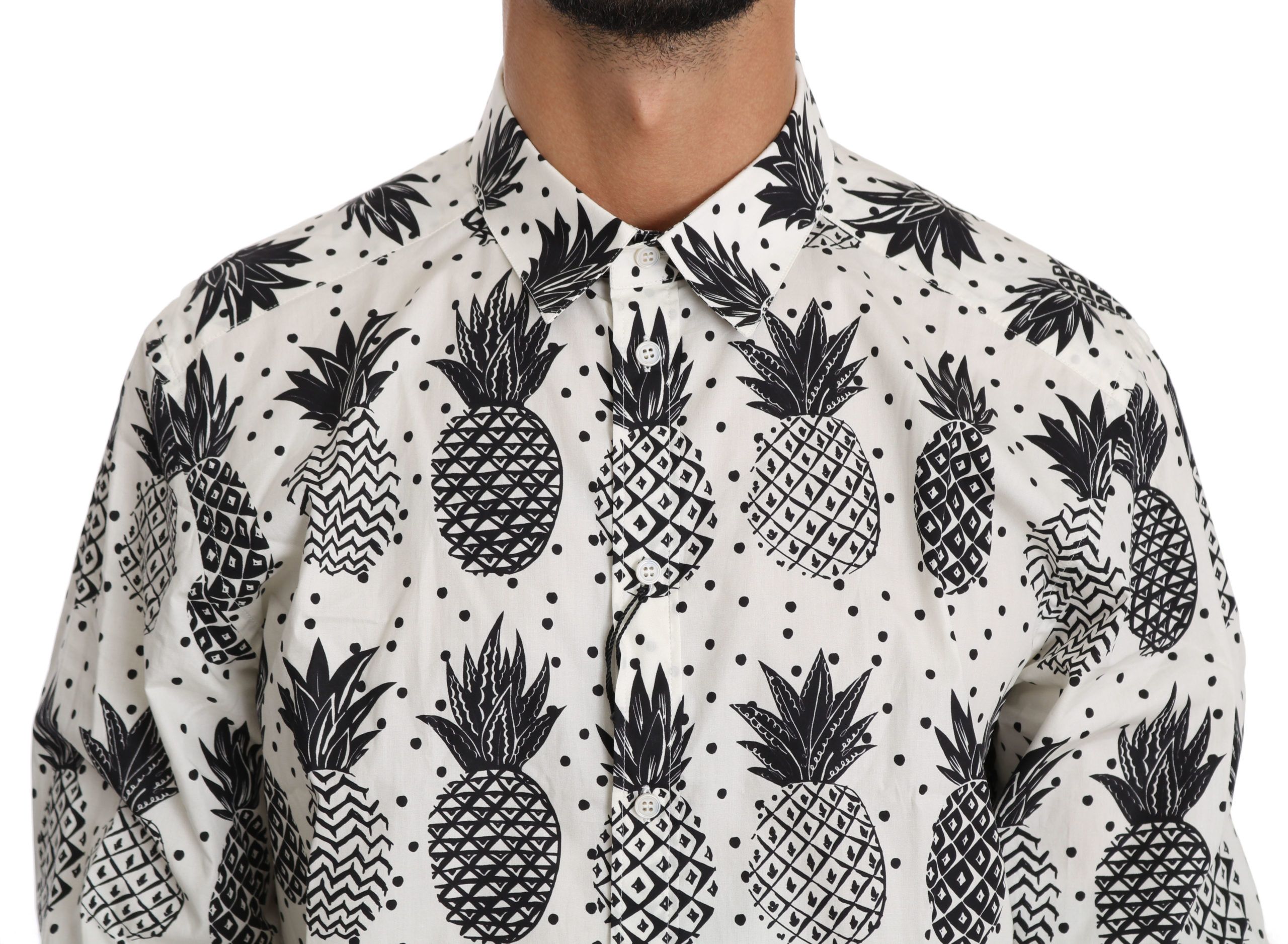 Dolce & Gabbana White Pineapple Cotton Top Shirt - Image 4
