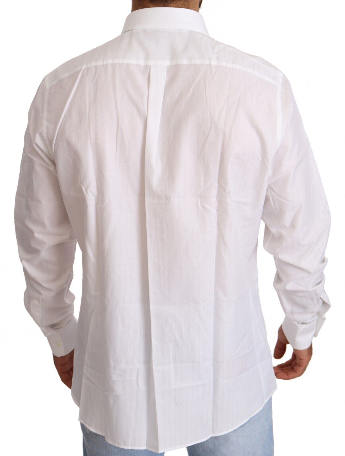 Dolce & Gabbana White Cotton Slim Fit Men MARTINI Shirt - Image 3
