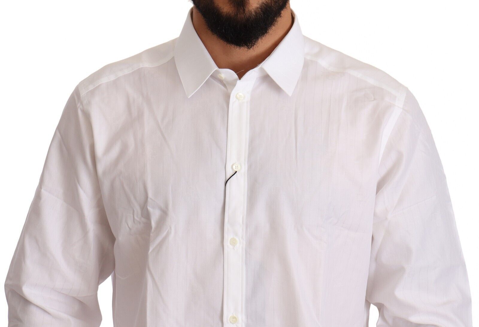 Dolce & Gabbana White Cotton Slim Fit Men MARTINI Shirt - Image 4