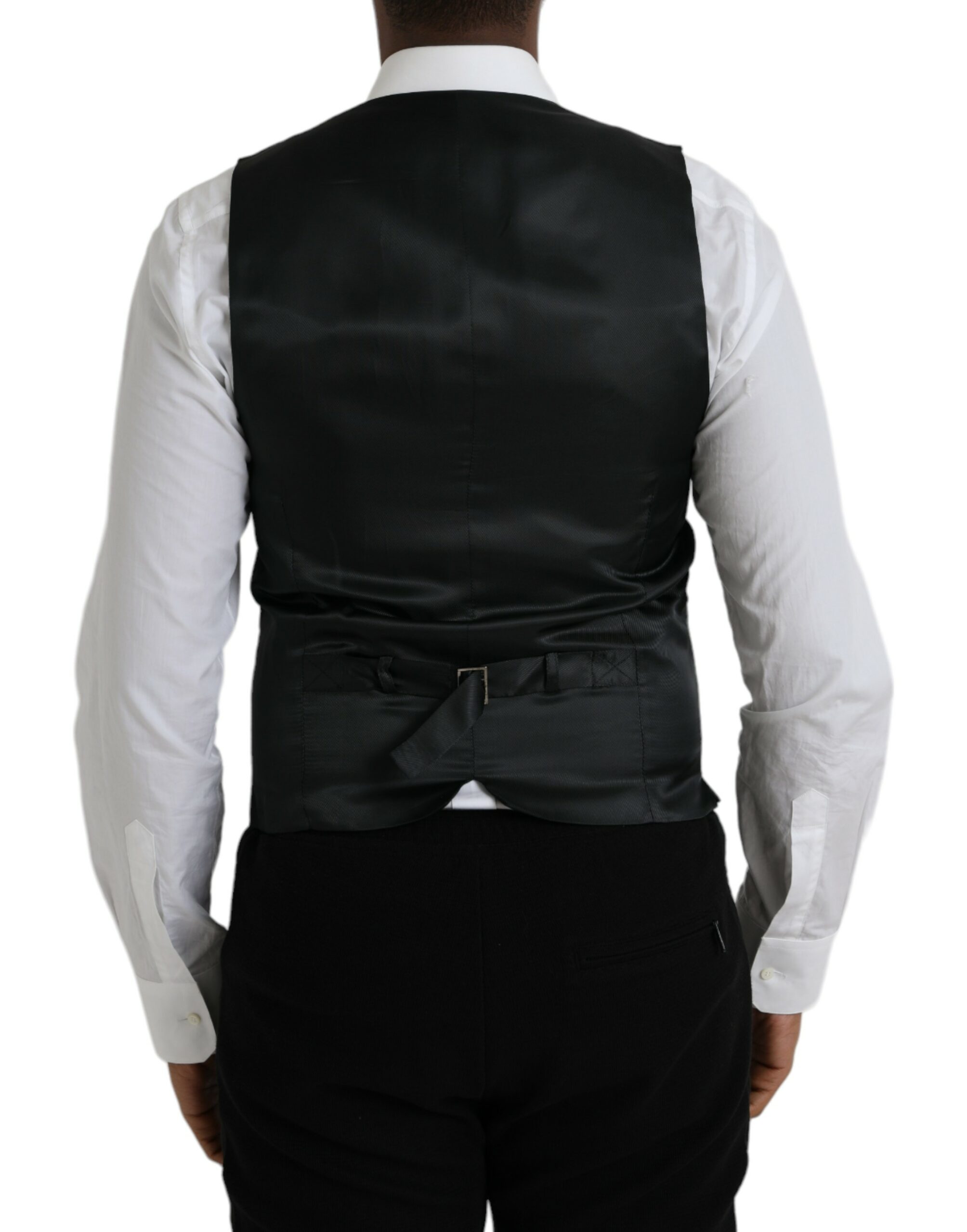 Dolce & Gabbana Gray Wool Formal Dress Waistcoat Vest - Image 3