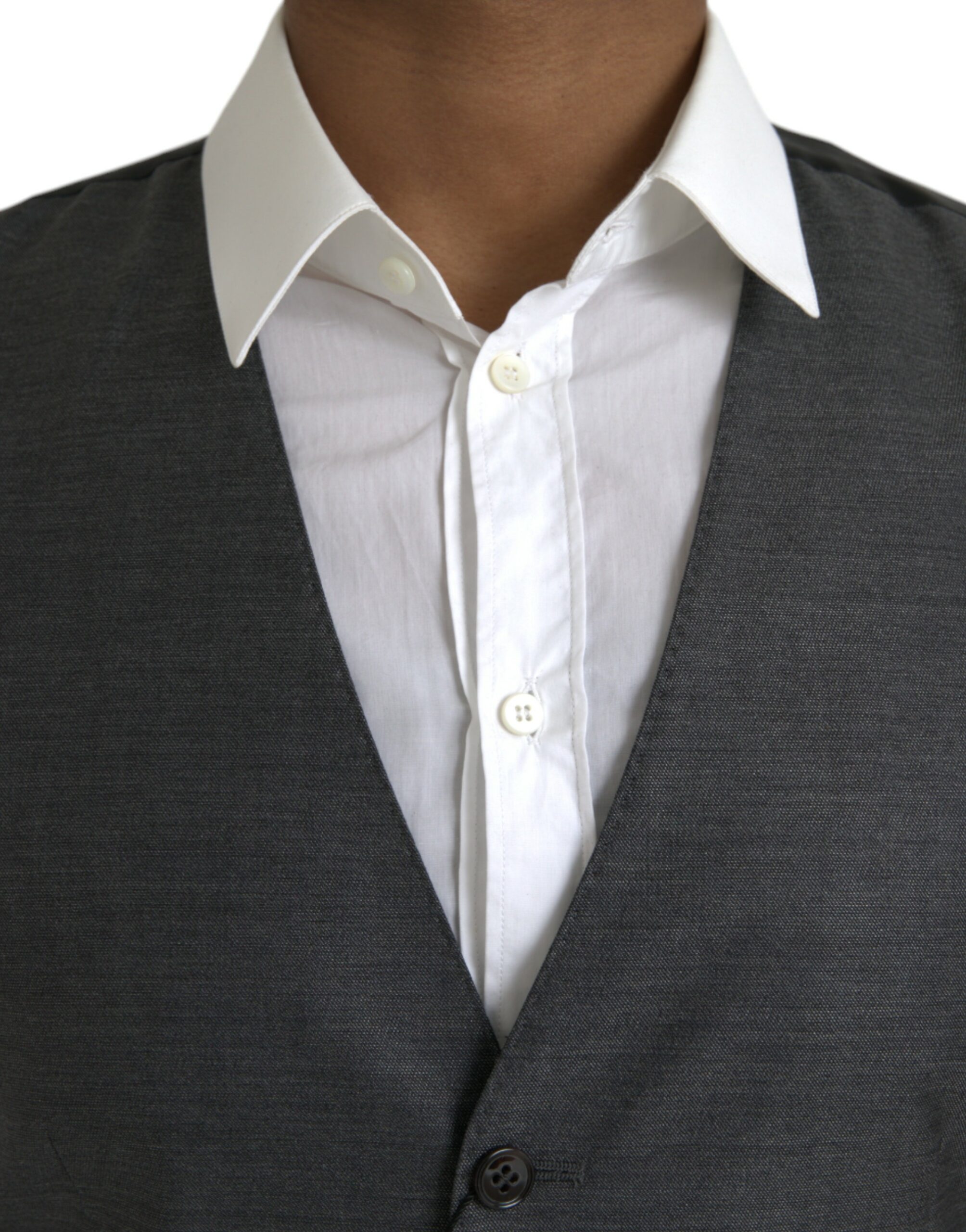 Dolce & Gabbana Gray Wool Formal Dress Waistcoat Vest - Image 4