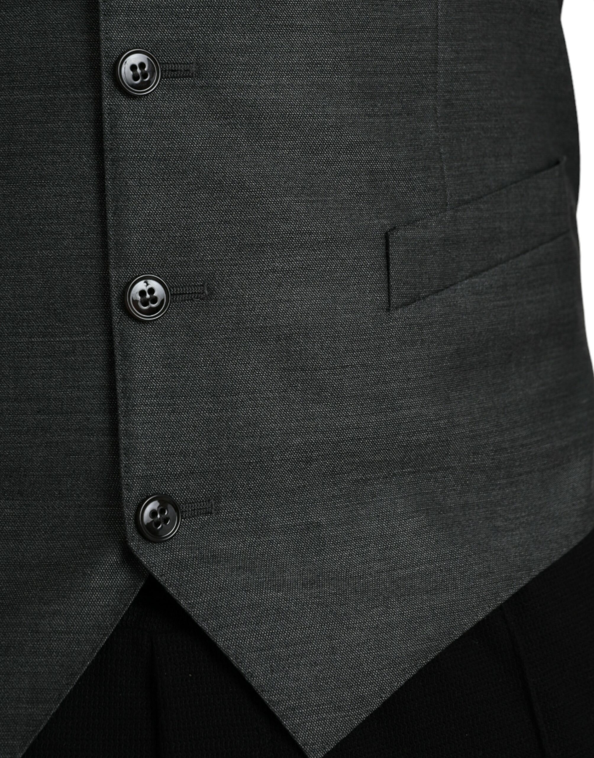 Dolce & Gabbana Gray Wool Formal Dress Waistcoat Vest - Image 5