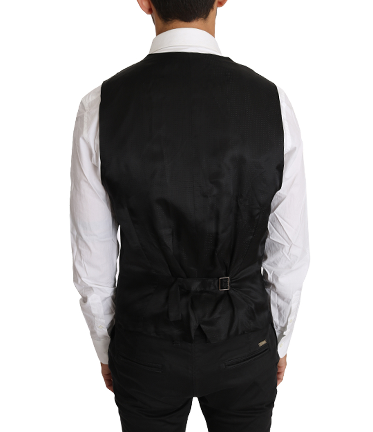 Dolce & Gabbana Gray Solid 100% Wool Waistcoat Vest - Image 2