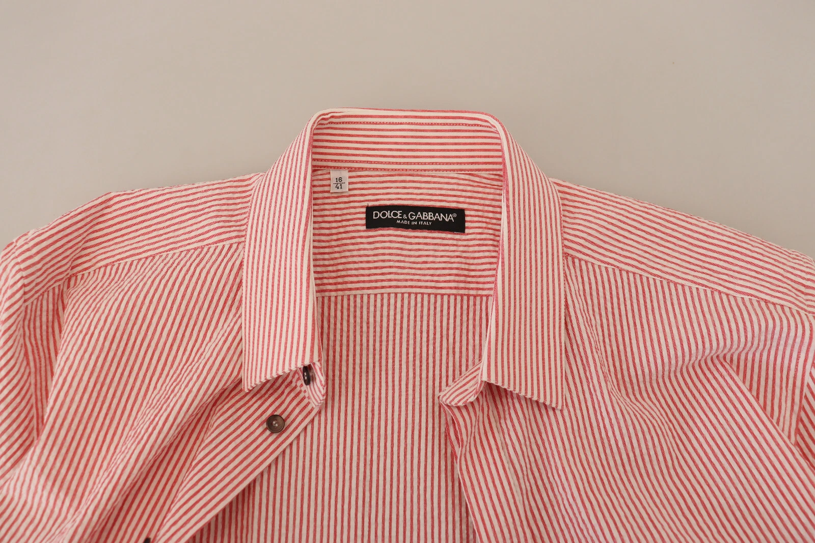 Dolce & Gabbana Red White Striped Cotton Short Sleeve Shirt - Image 6
