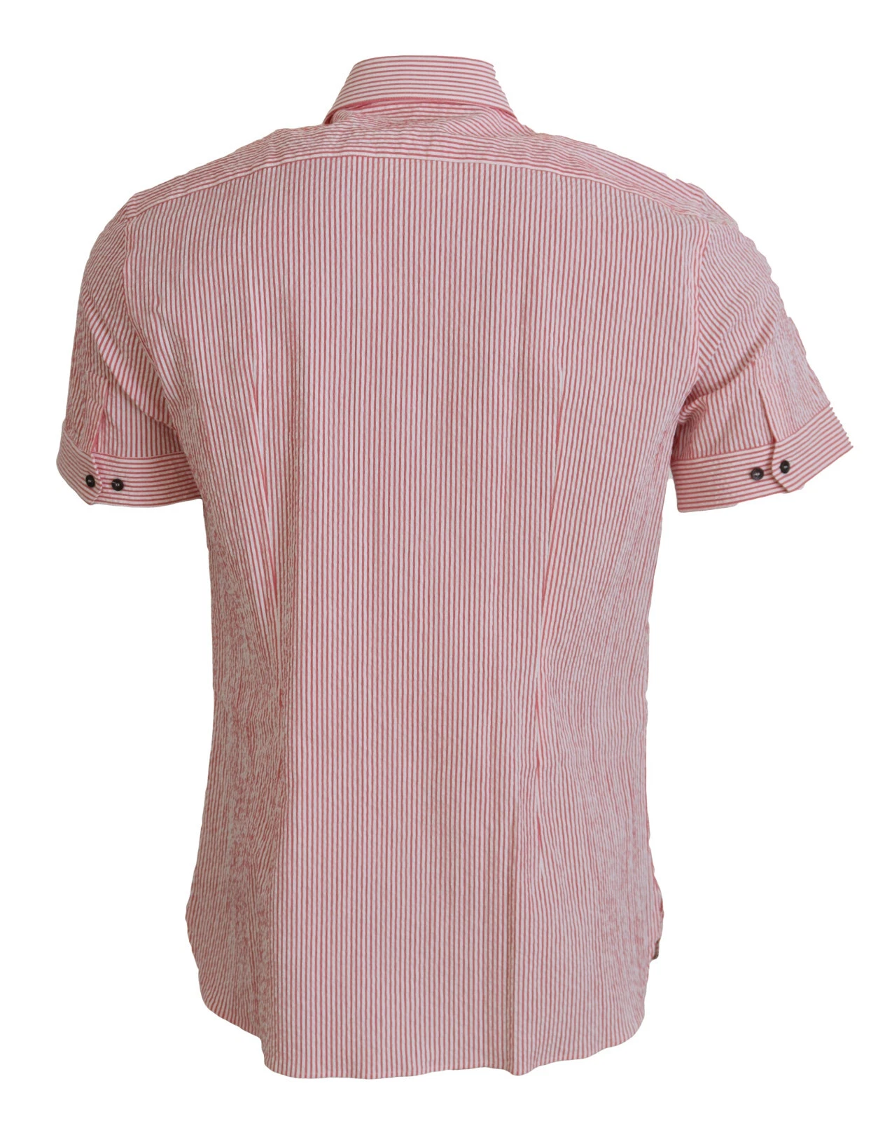 Dolce & Gabbana Red White Striped Cotton Short Sleeve Shirt - Image 4