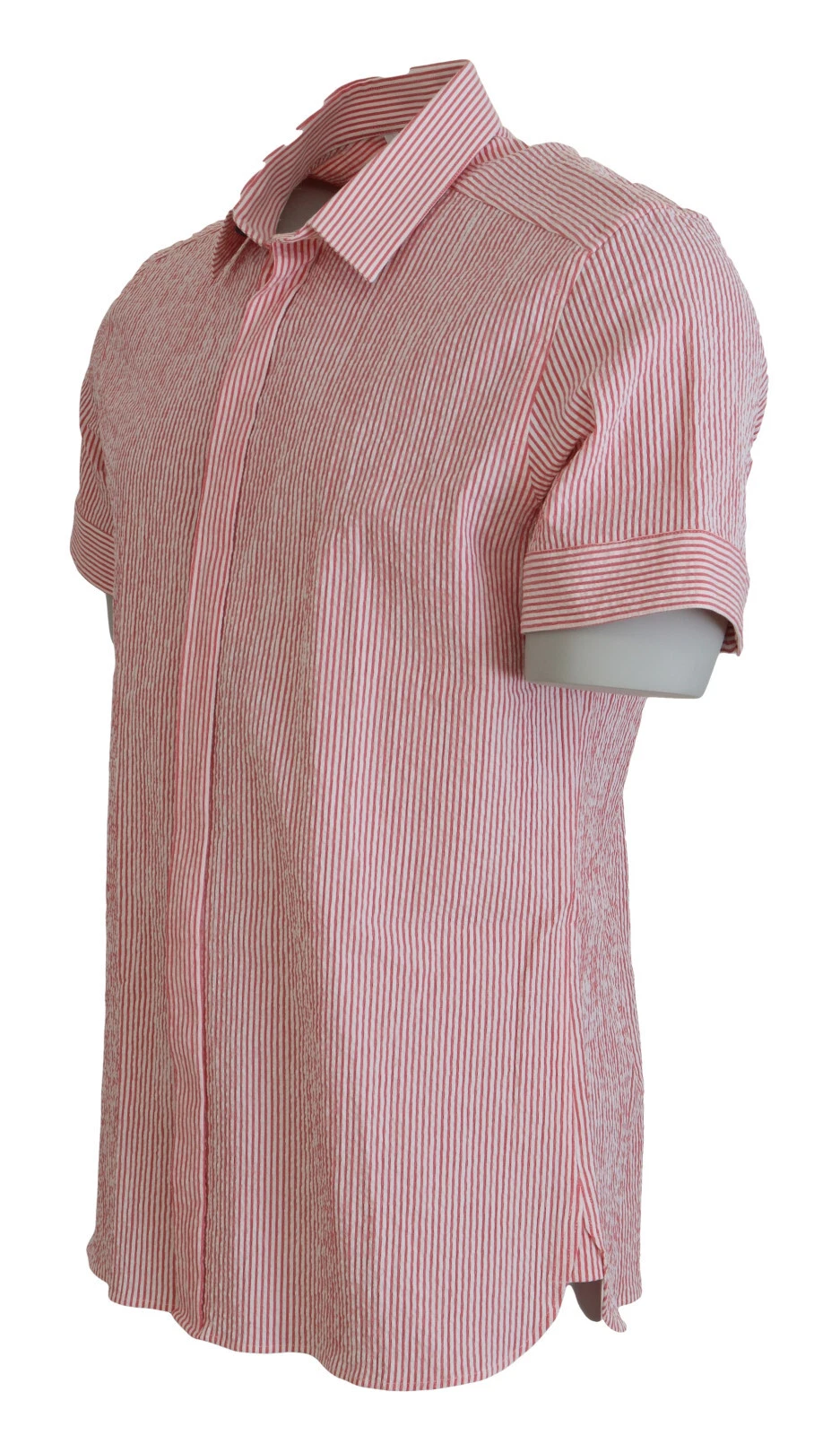 Dolce & Gabbana Red White Striped Cotton Short Sleeve Shirt - Image 3