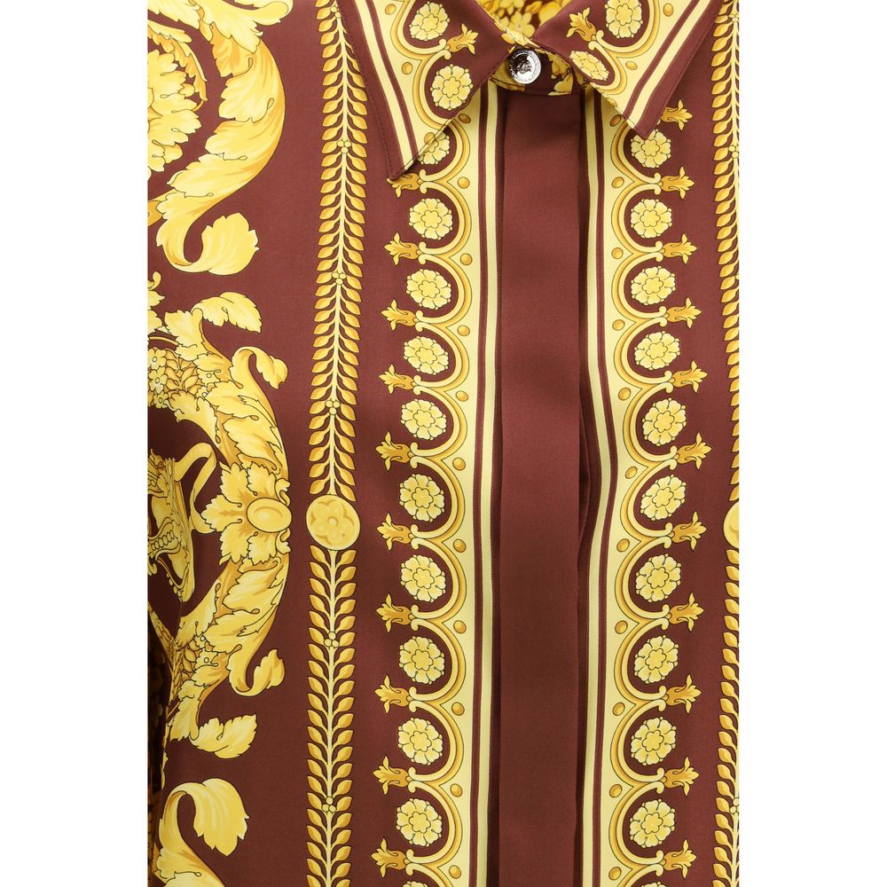 Versace Bordeaux Silk Pattern Shirt - Image 3