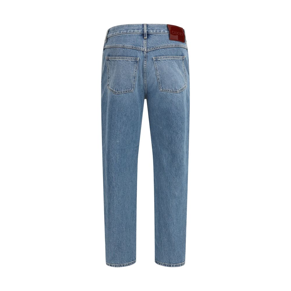 Gucci Blue Cotton Slim Fit Jeans - Image 2