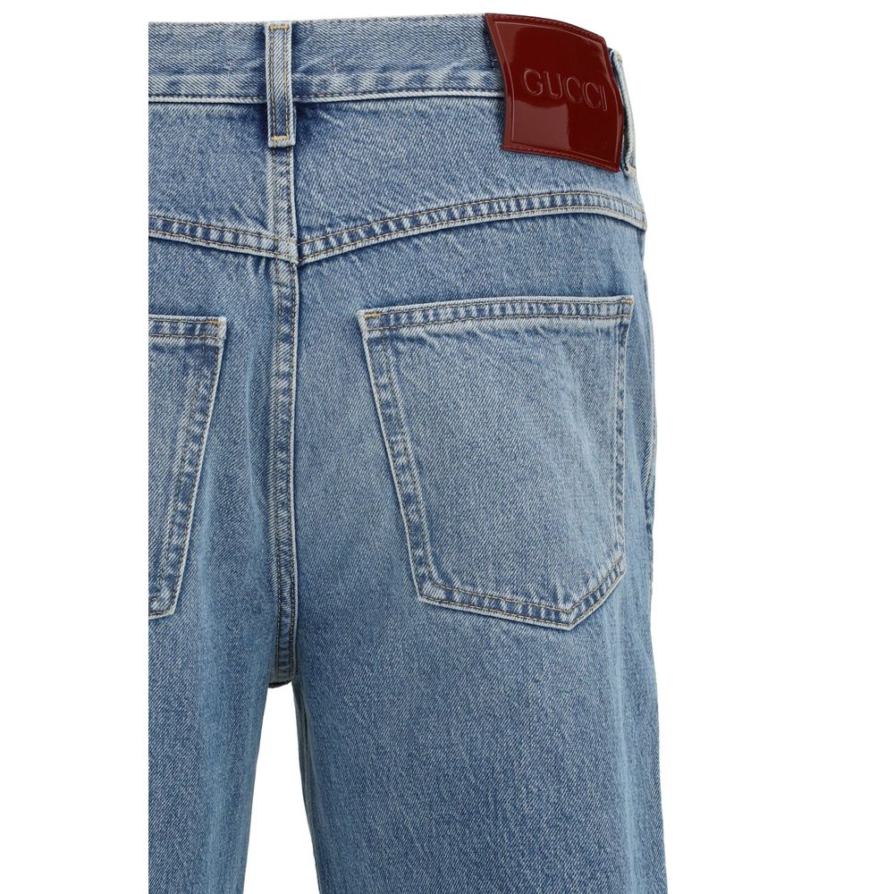 Gucci Blue Cotton Slim Fit Jeans - Image 3