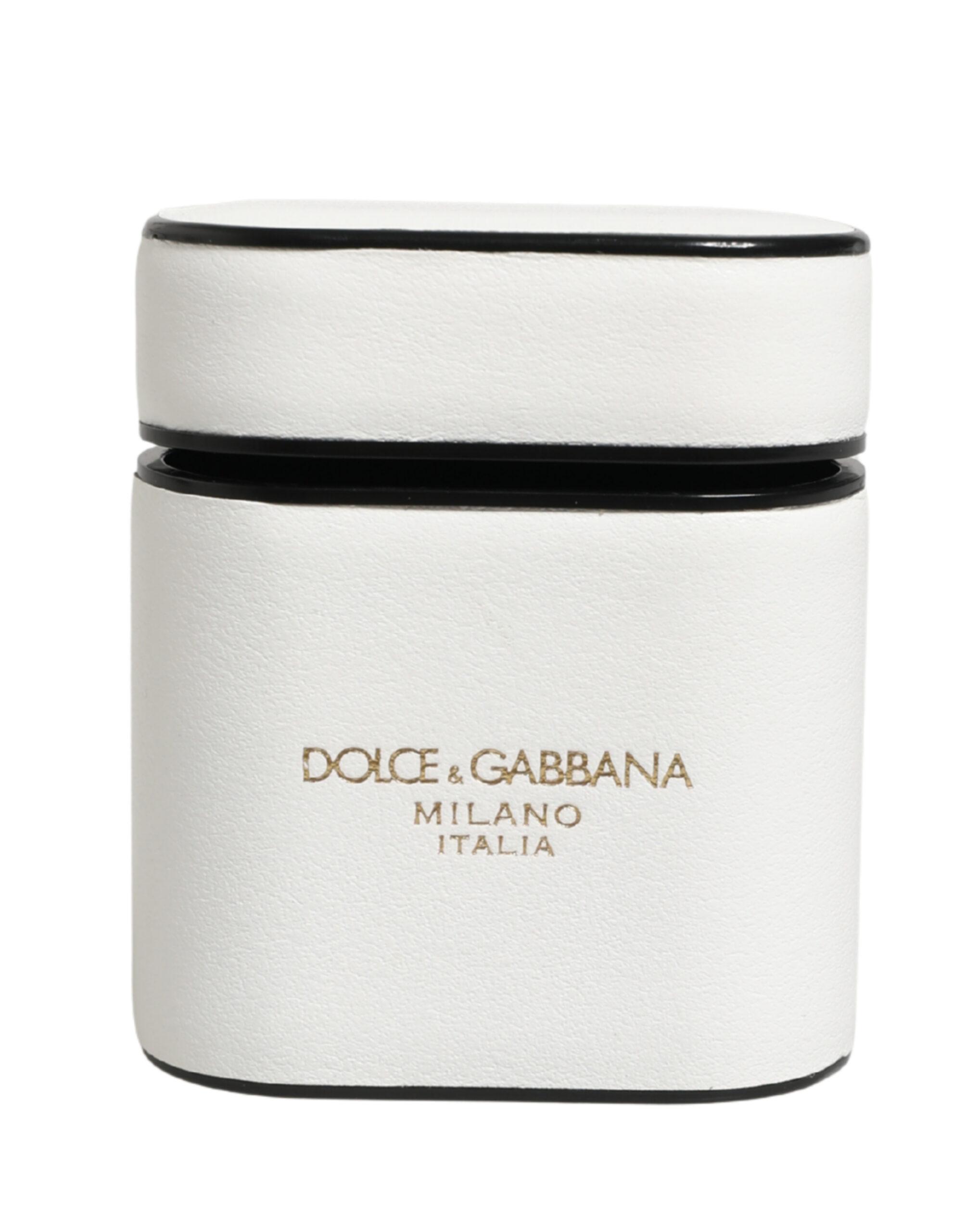 Dolce & Gabbana White Calf Leather Logo Print Flip Holder Airpods Case - Image 2