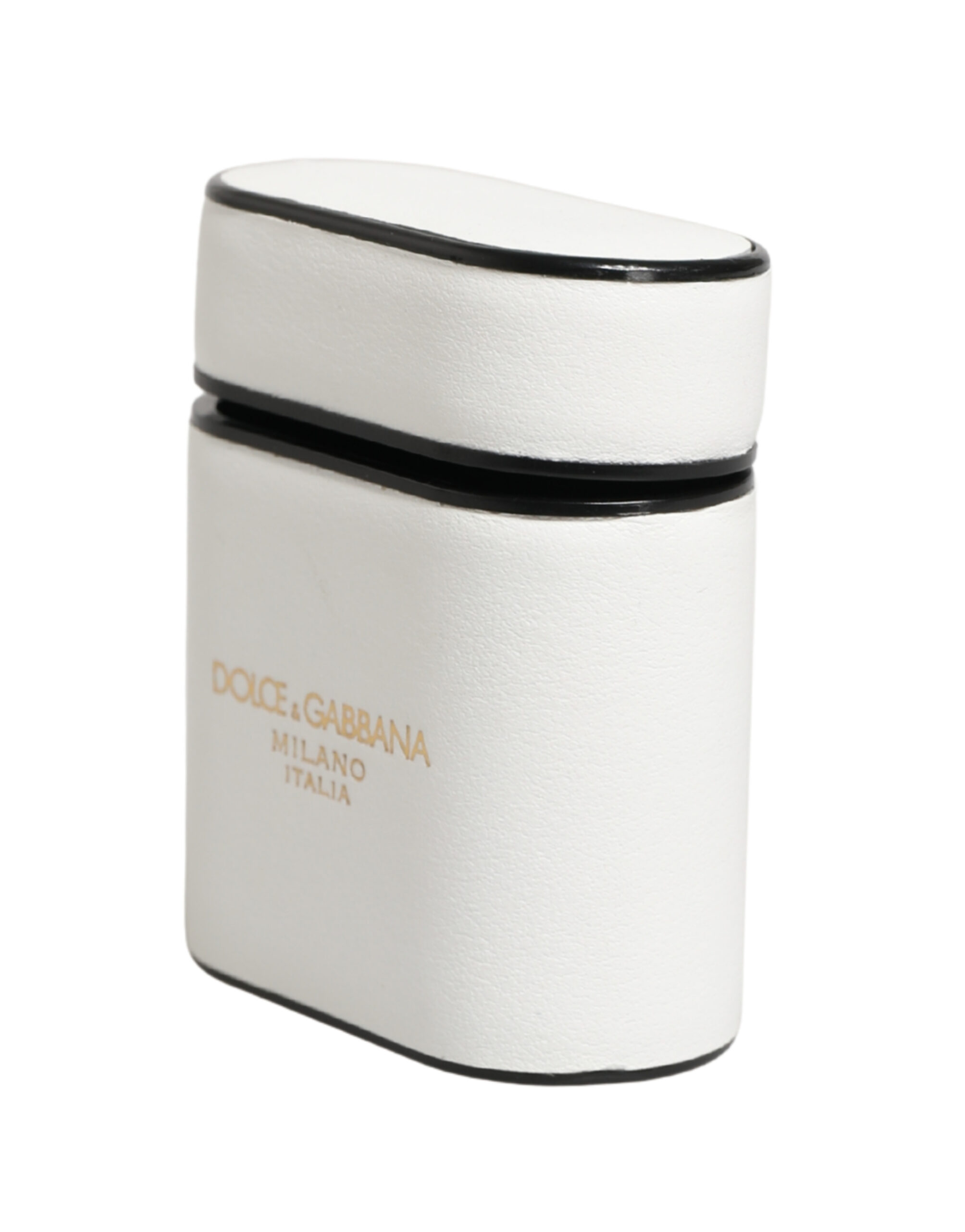 Dolce & Gabbana White Calf Leather Logo Print Flip Holder Airpods Case - Image 3