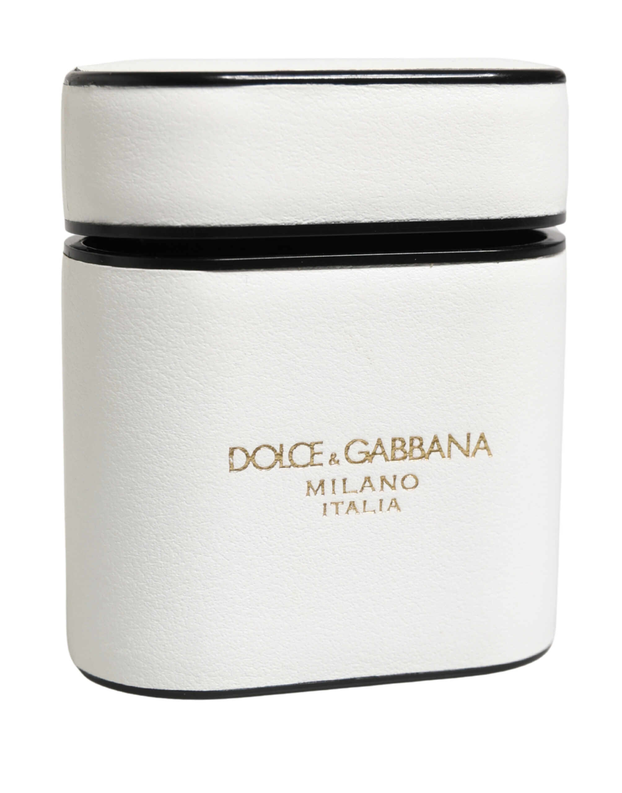 Dolce & Gabbana White Calf Leather Logo Print Flip Holder Airpods Case - Image 5
