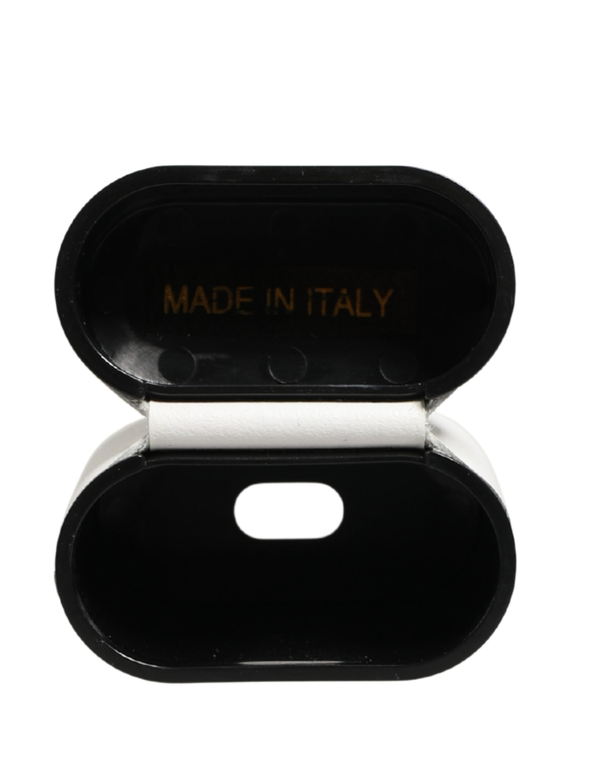 Dolce & Gabbana White Calf Leather Logo Print Flip Holder Airpods Case - Image 7