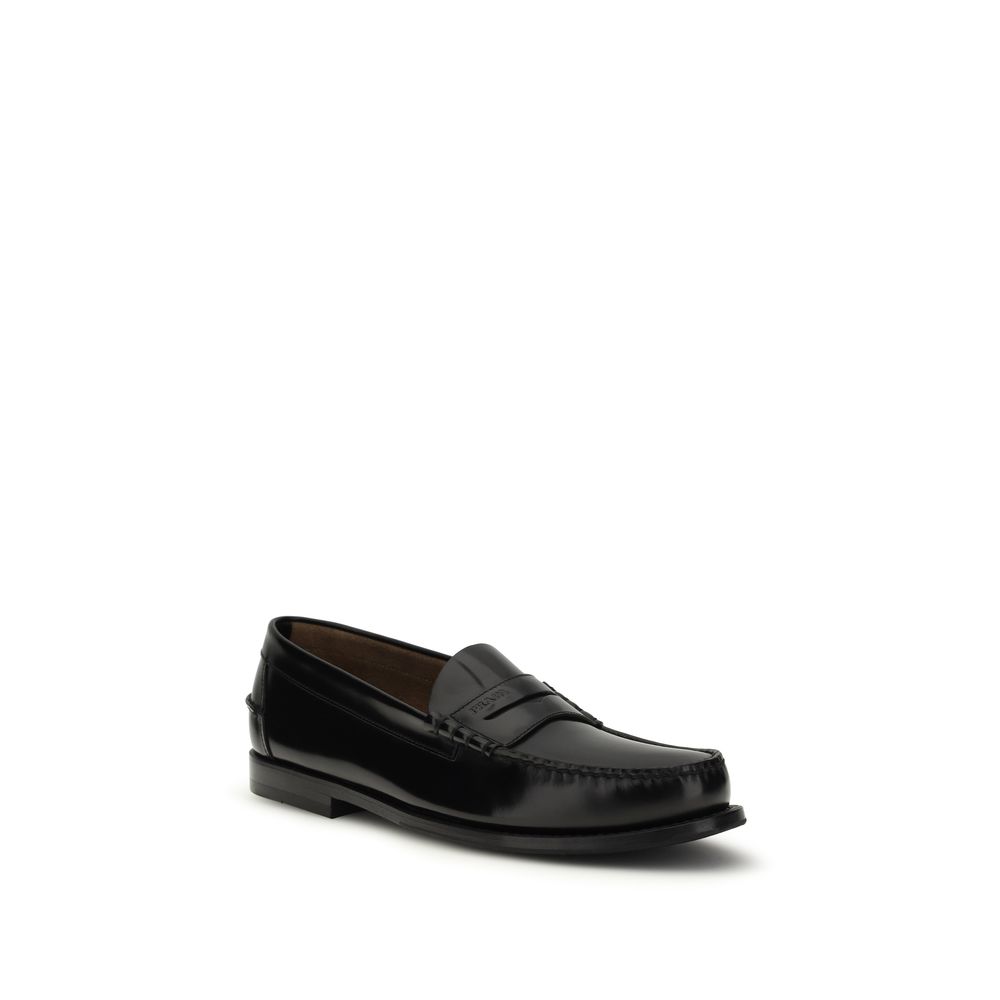 Prada Black Calf Leather Bos Taurus Slip-On Loafers - Image 2