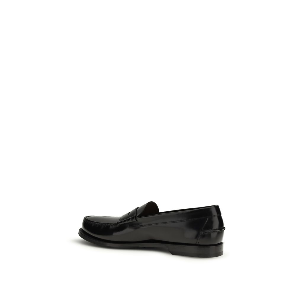 Prada Black Calf Leather Bos Taurus Slip-On Loafers - Image 3