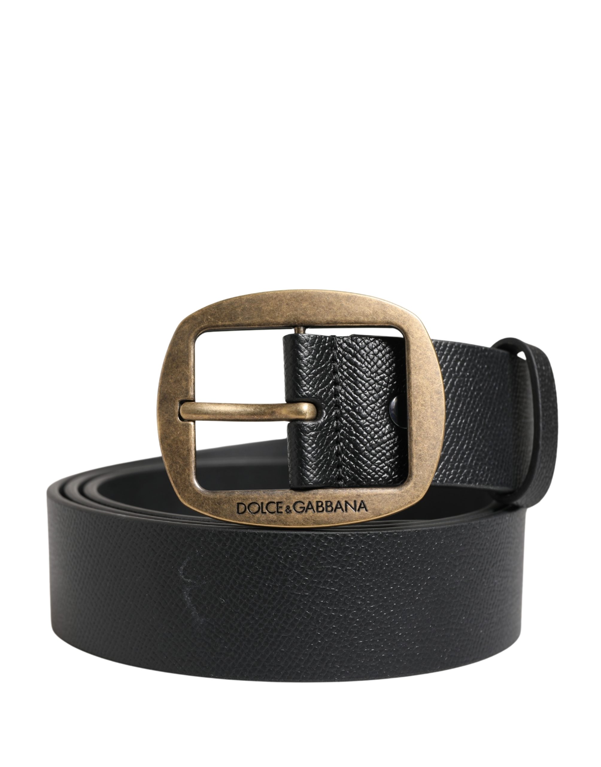 Dolce & Gabbana Men Black Classic Leather Metal Buckle Belt - Image 2
