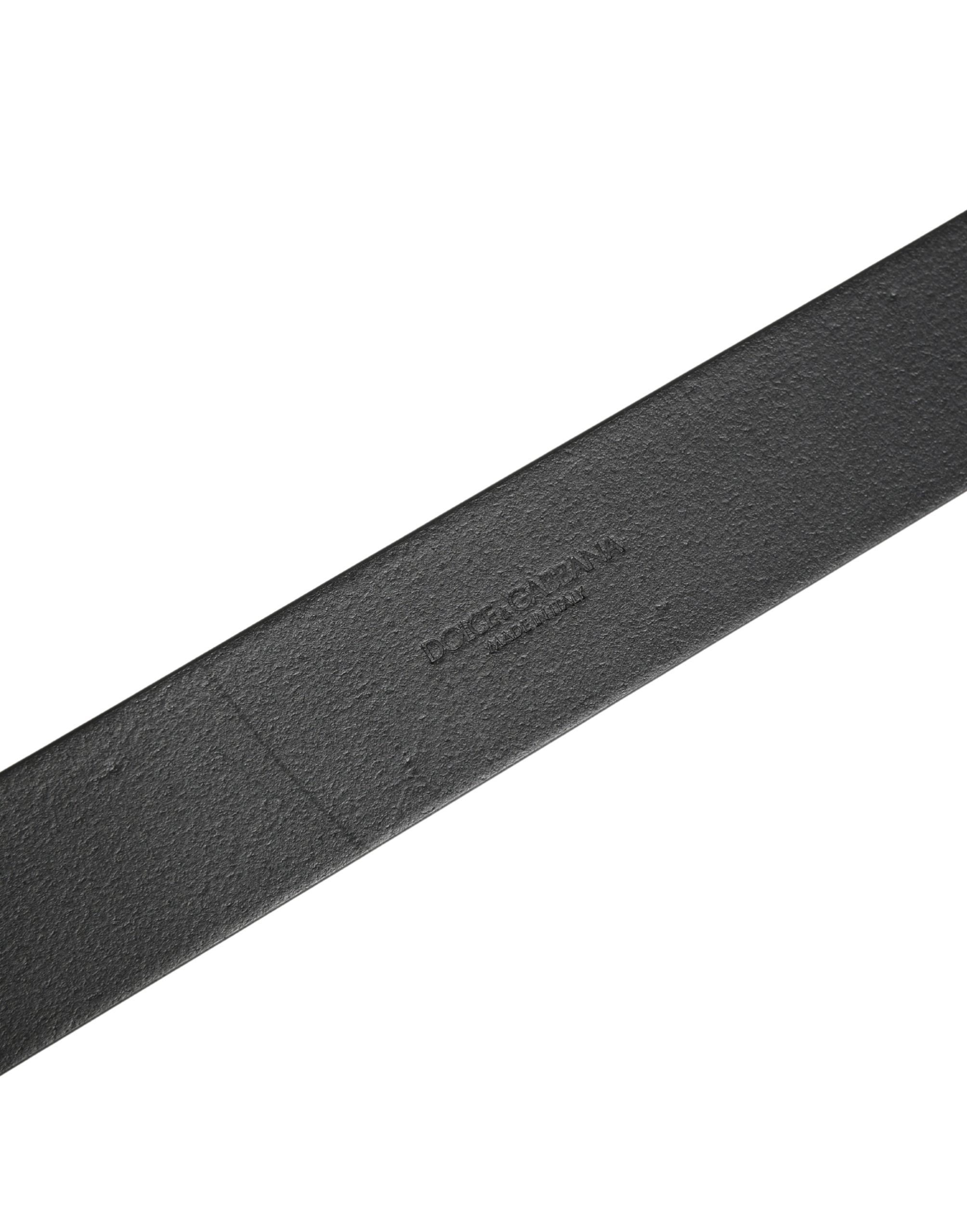 Dolce & Gabbana Men Black Classic Leather Metal Buckle Belt - Image 7
