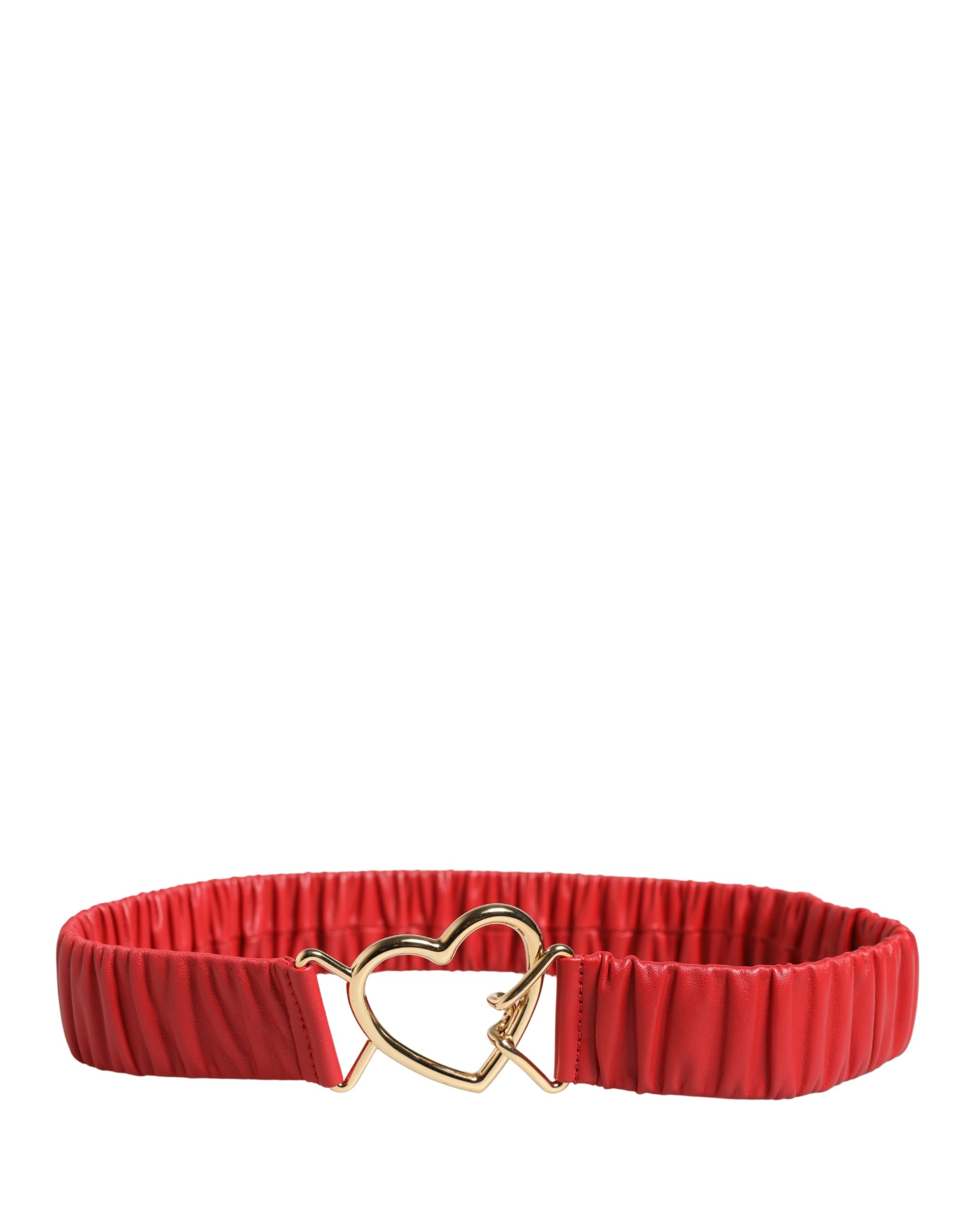 Dolce & Gabbana Red Leather Gold Heart Metal Buckle Belt - Image 3