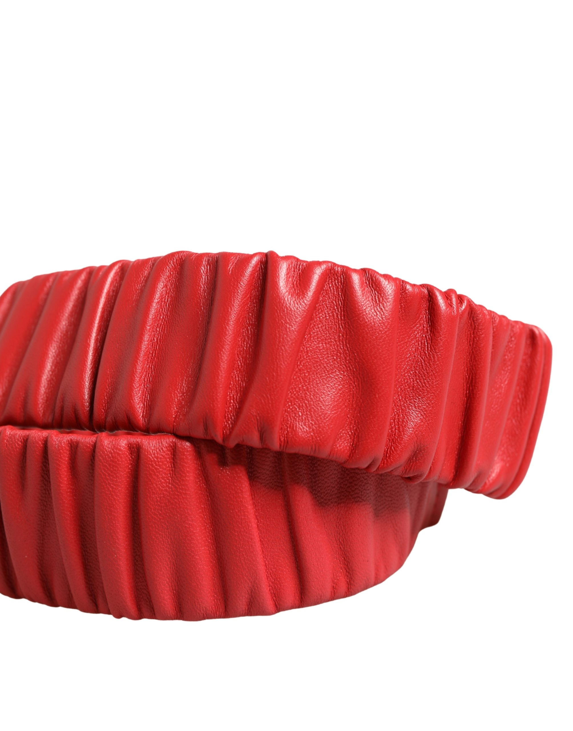Dolce & Gabbana Red Leather Gold Heart Metal Buckle Belt - Image 5