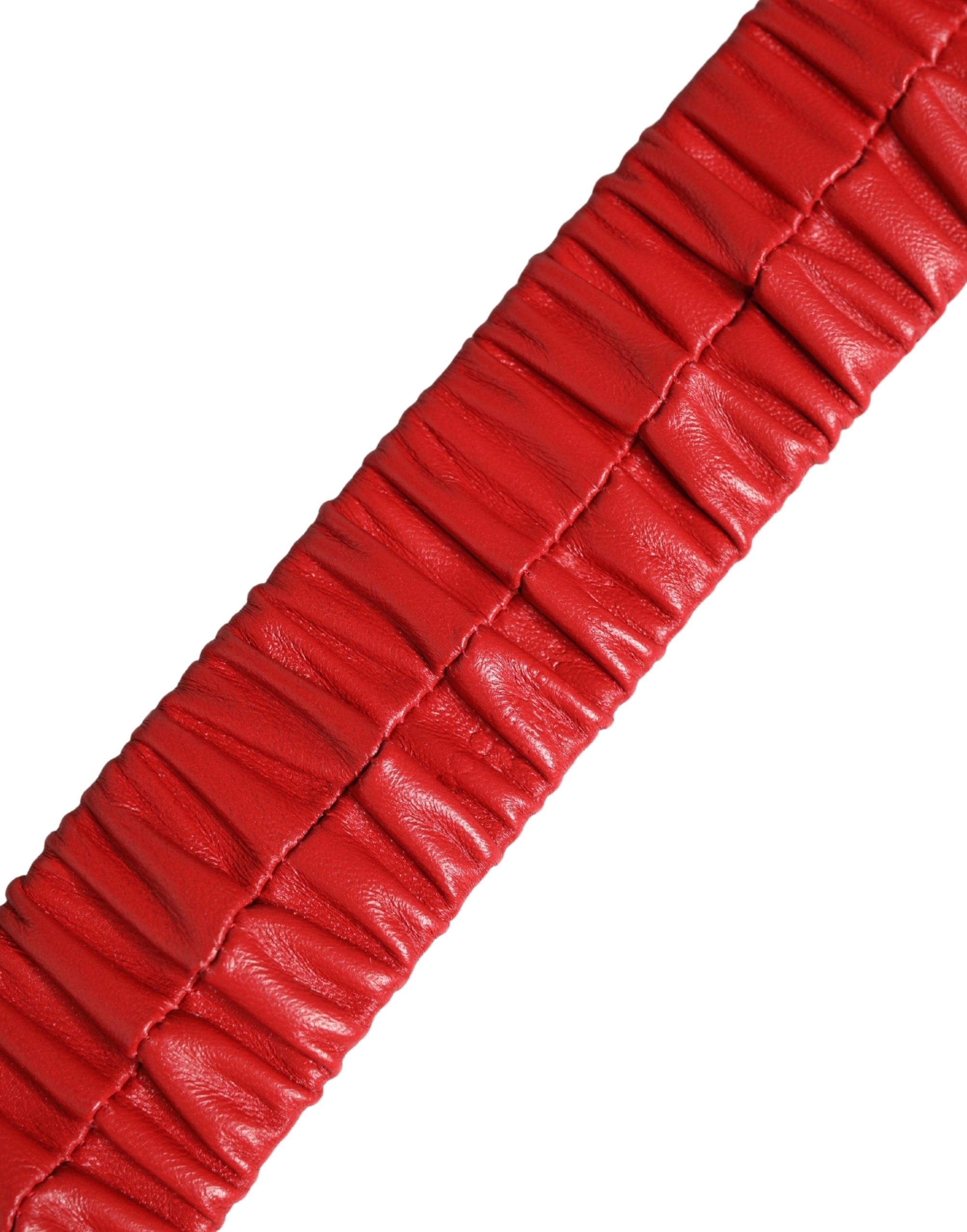 Dolce & Gabbana Red Leather Gold Heart Metal Buckle Belt - Image 6