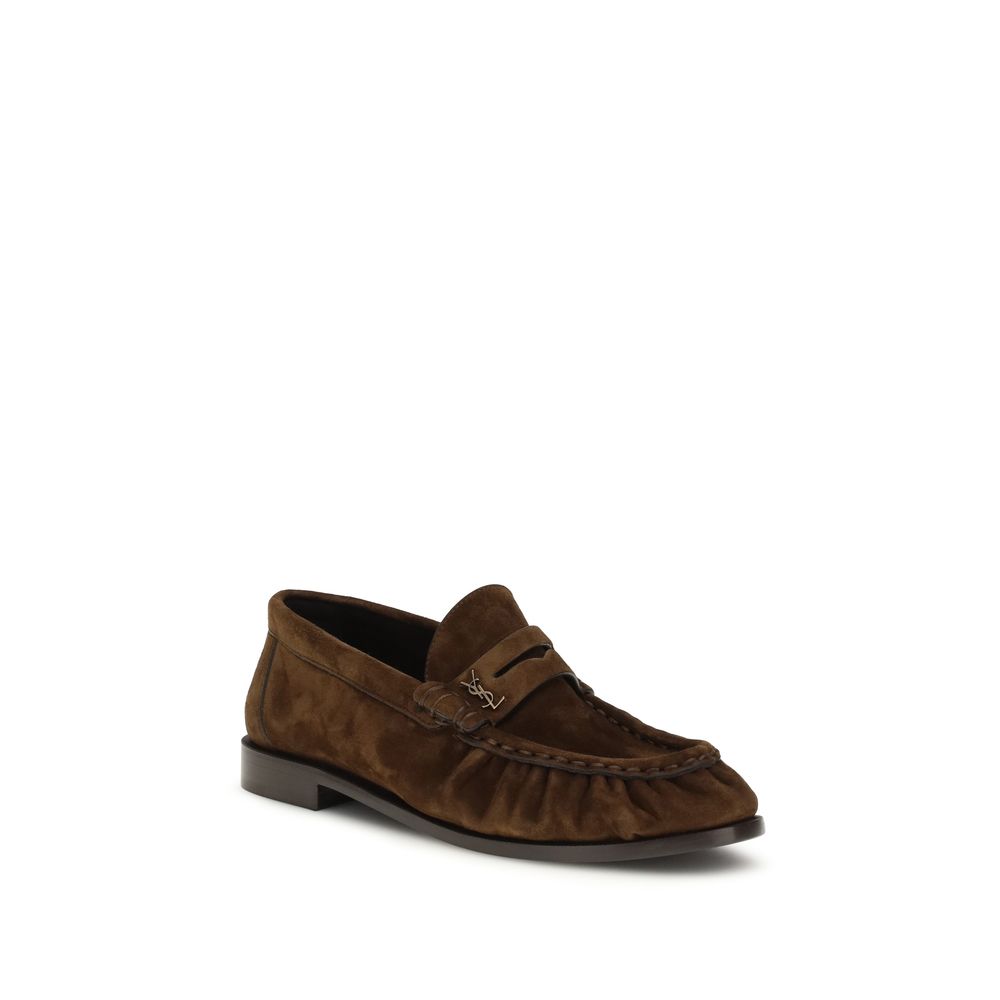 Saint Laurent Brown Calf Leather Bos Taurus Slip-On Loafers - Image 2