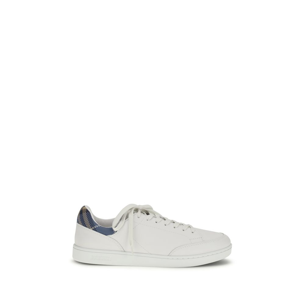 Burberry White Calf Leather Bos Taurus Low Top Sneakers