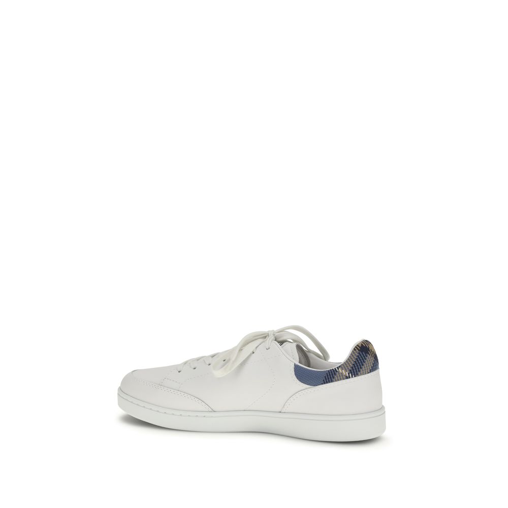 Burberry White Calf Leather Bos Taurus Low Top Sneakers - Image 3