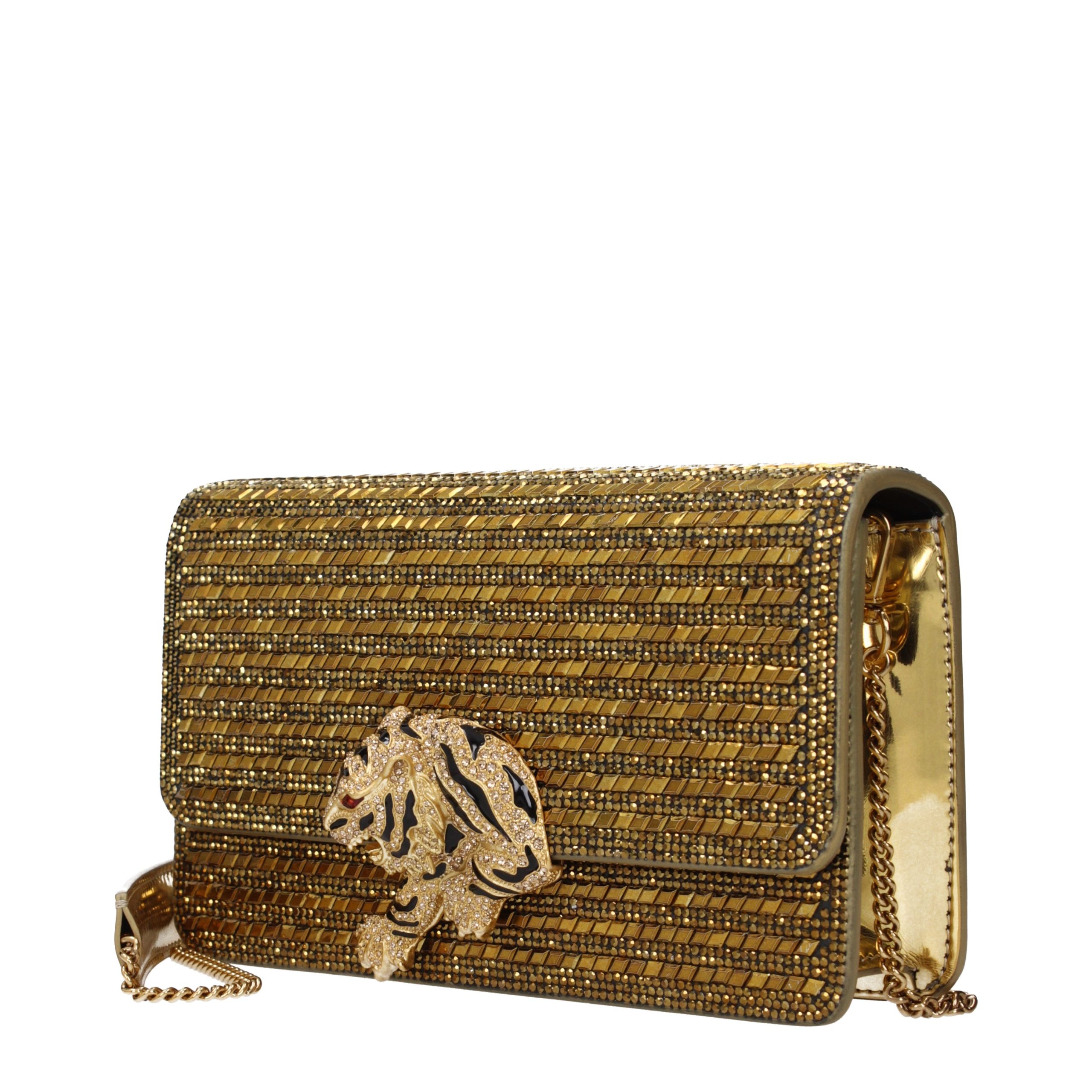 Roberto Cavalli Gold Leather Clutch Bag - Image 2