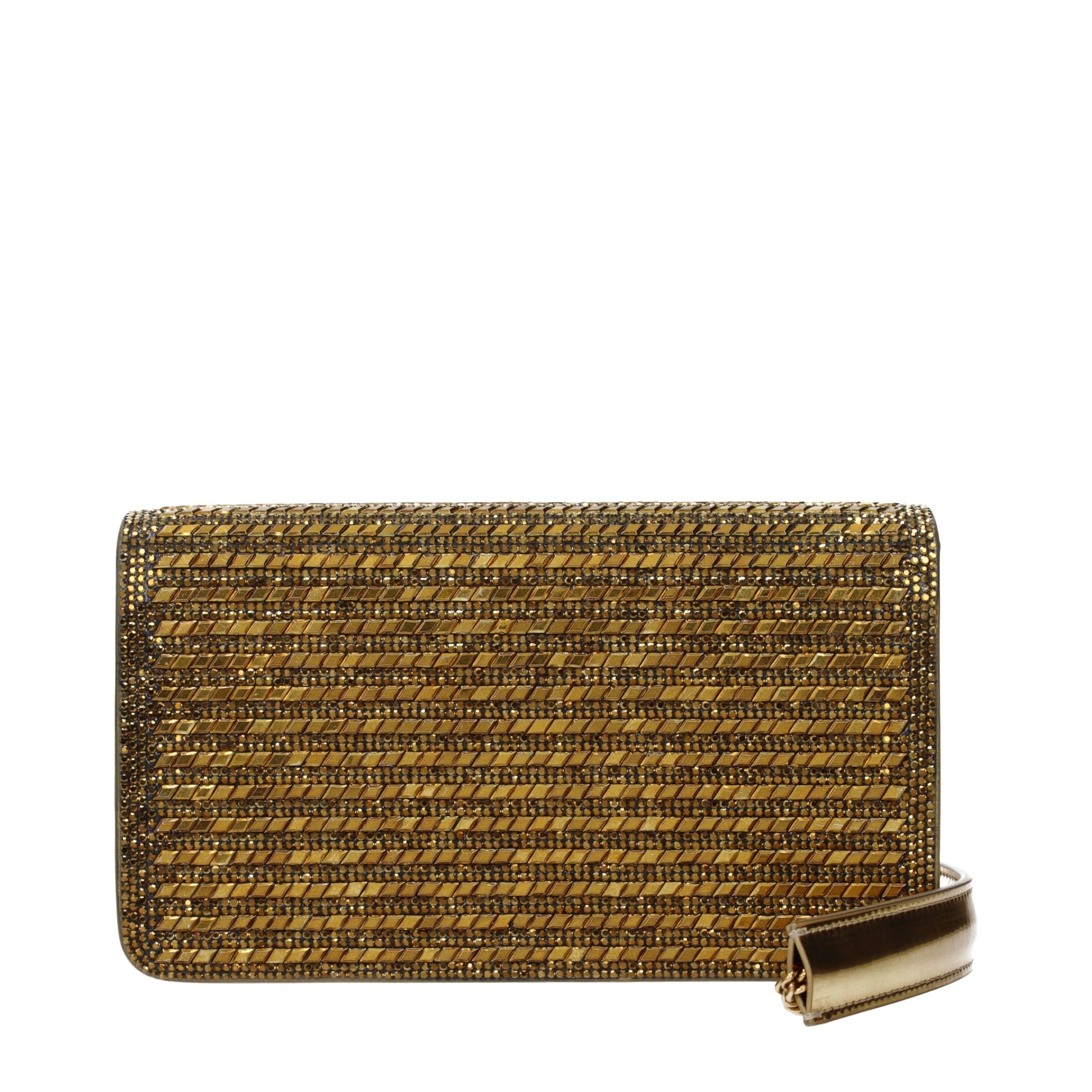 Roberto Cavalli Gold Leather Clutch Bag - Image 3