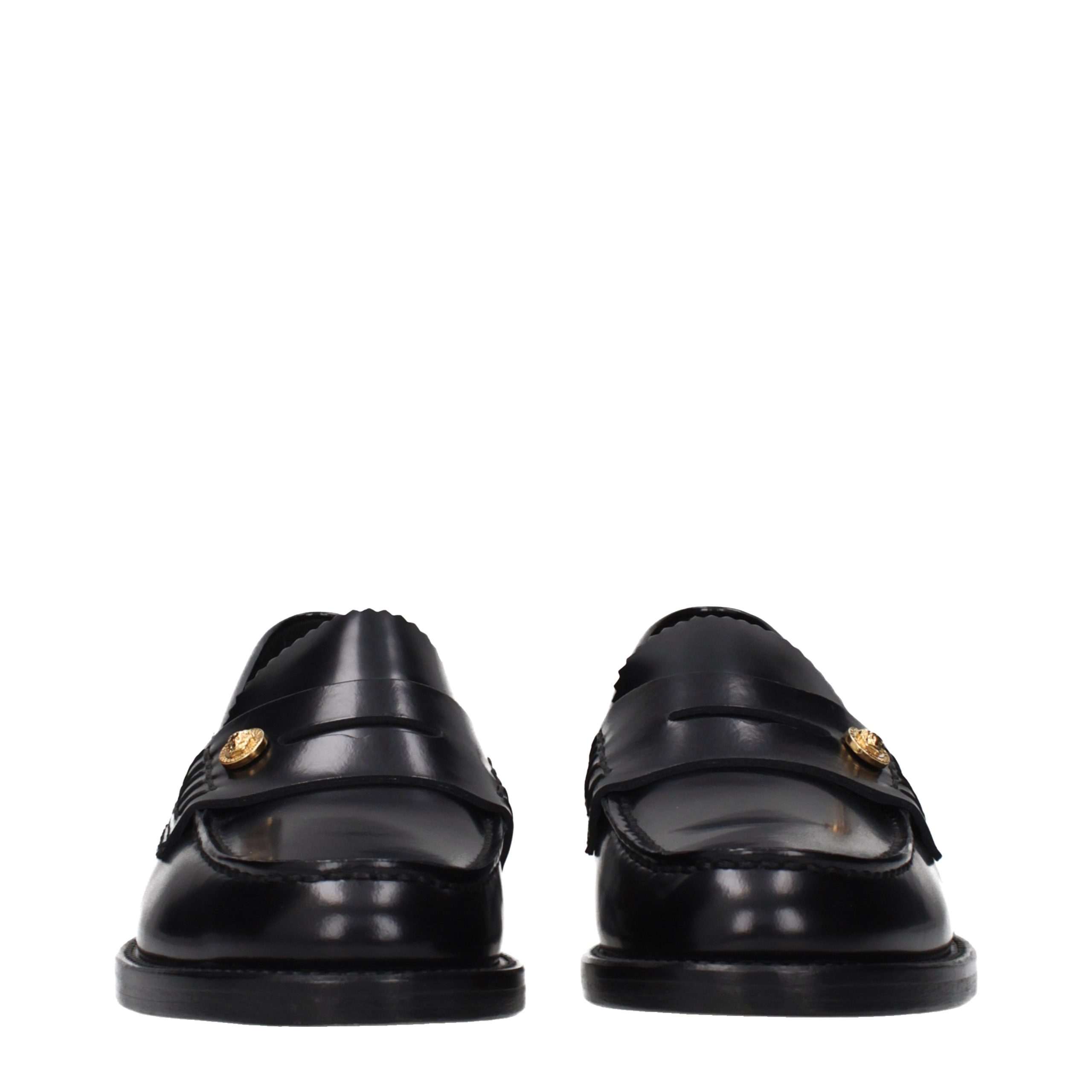 Versace Black Leather Slip-On Loafers - Image 3
