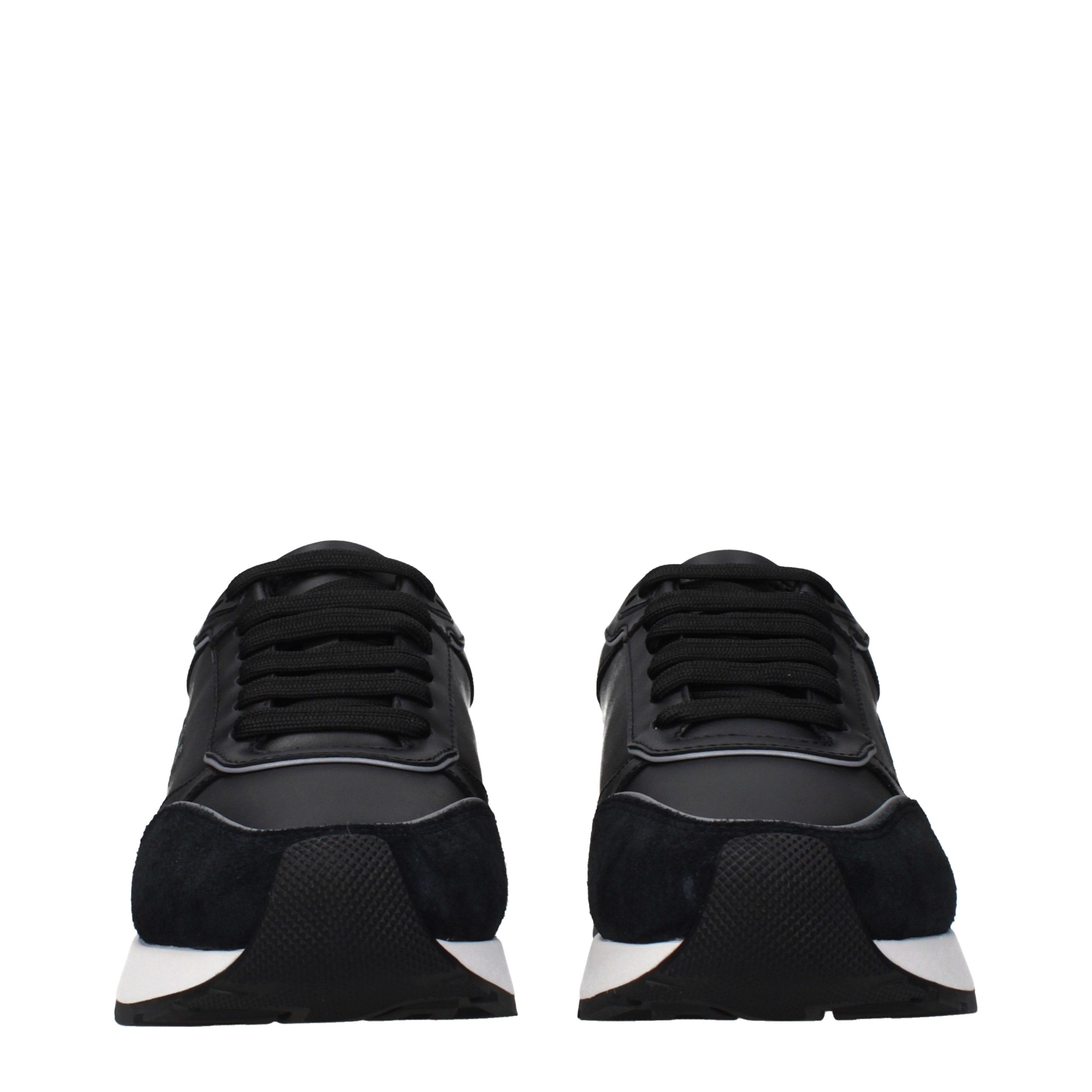 Versace Black Leather Low Top Sneakers - Image 3